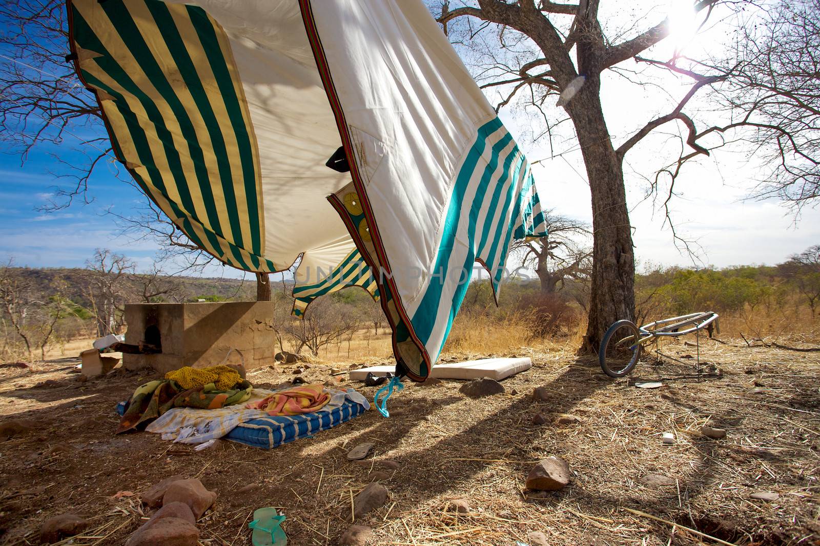 Resting place with shadow in Gouina, Mali