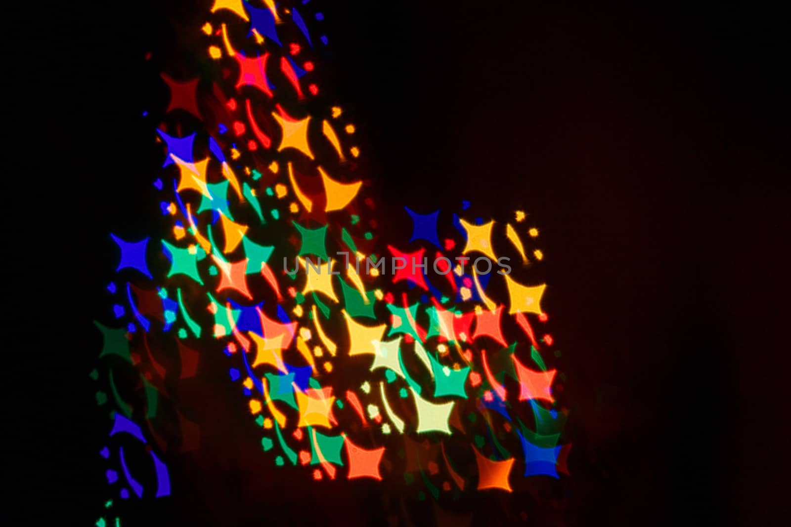 Multicolored abstract bokeh background close up shot for the holidays