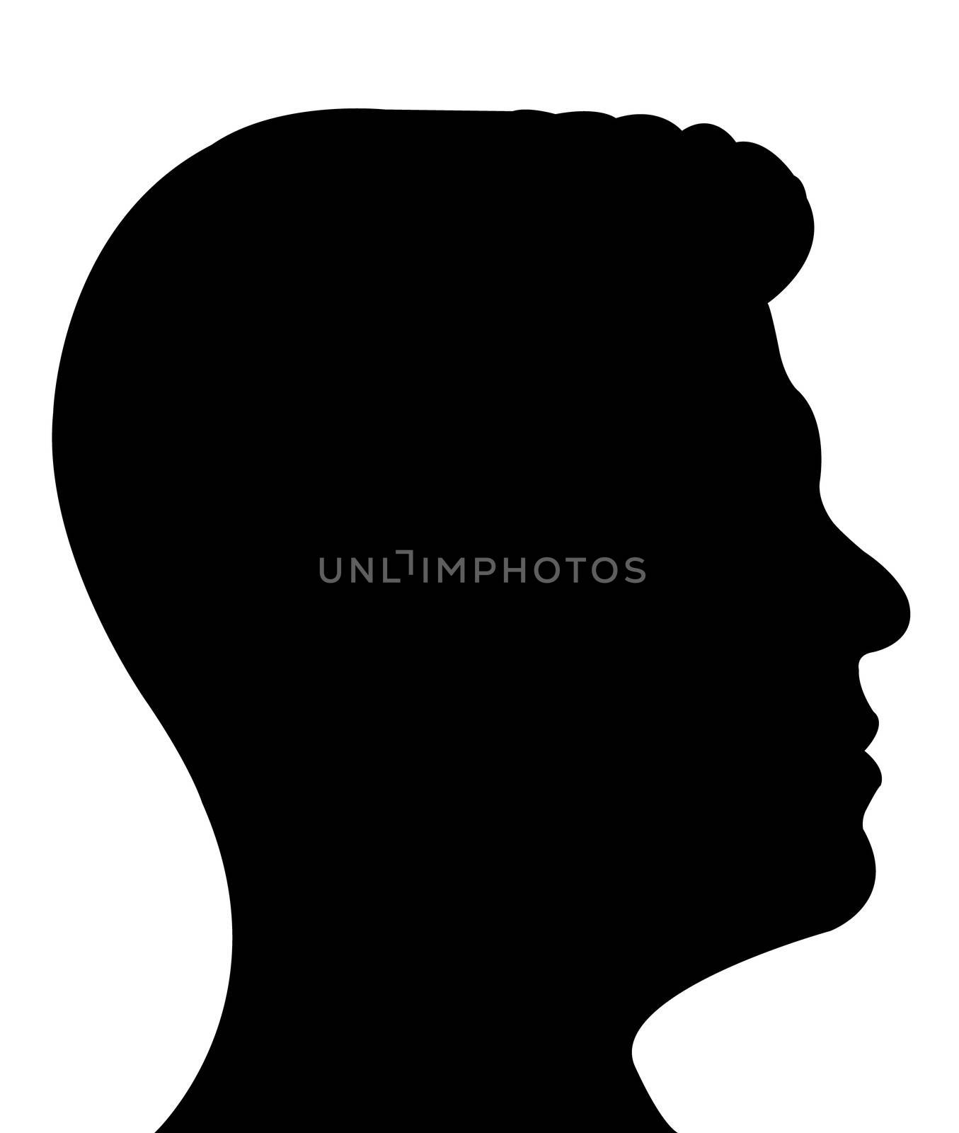 Silhouette of a mans head in black, vector