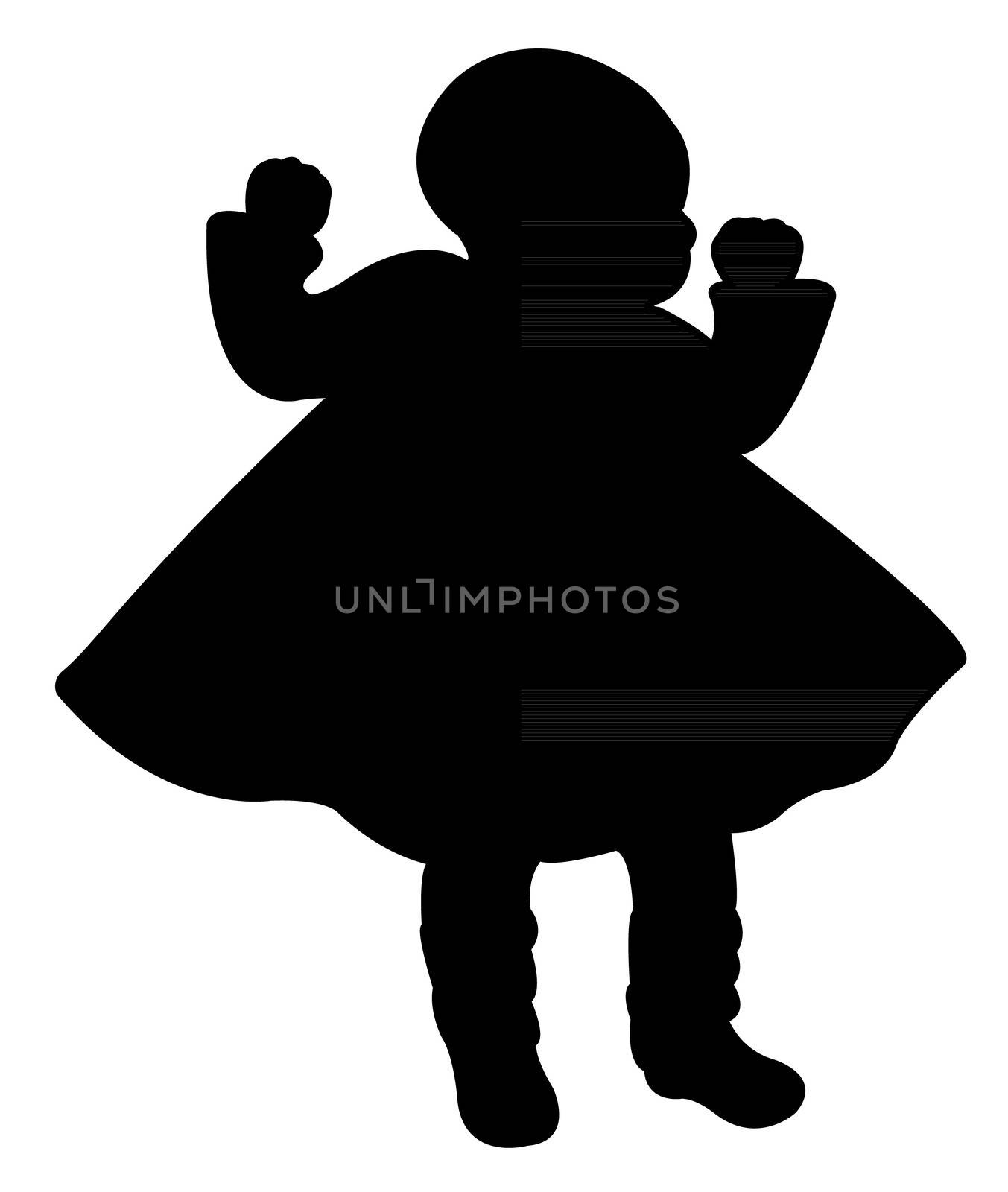 sleeping baby (flat on his back) silhouette, vector