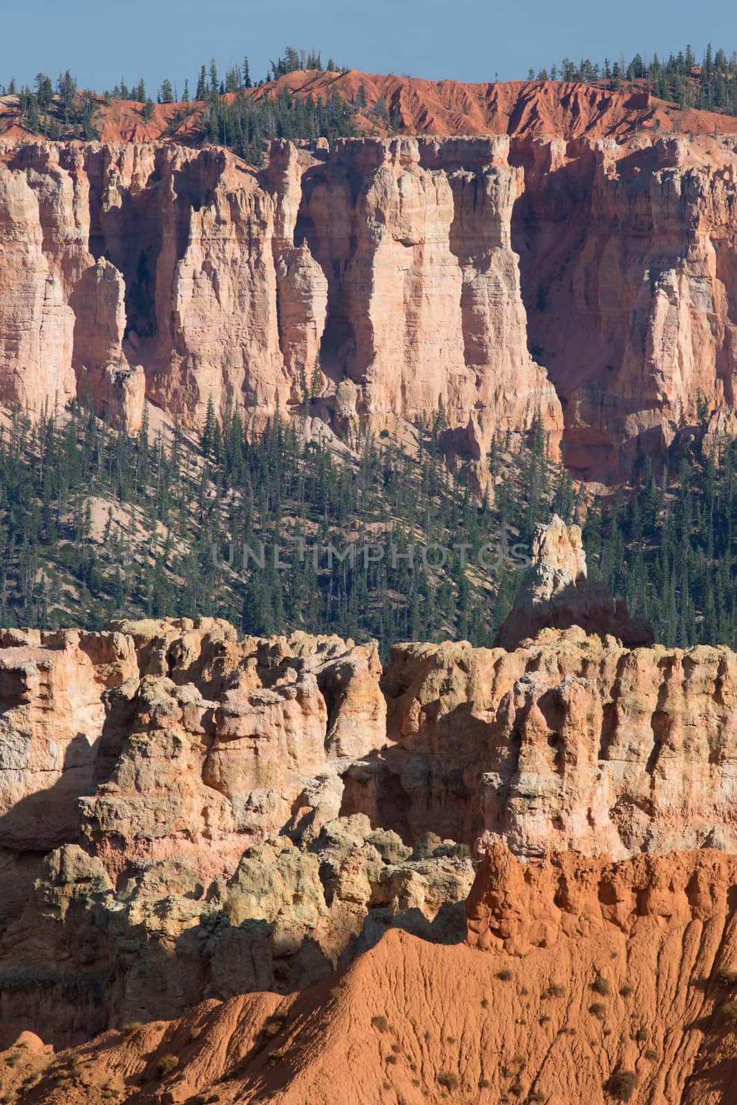 Panoramic view to one of the amphitheatres of Bryce Canyon late afternoon