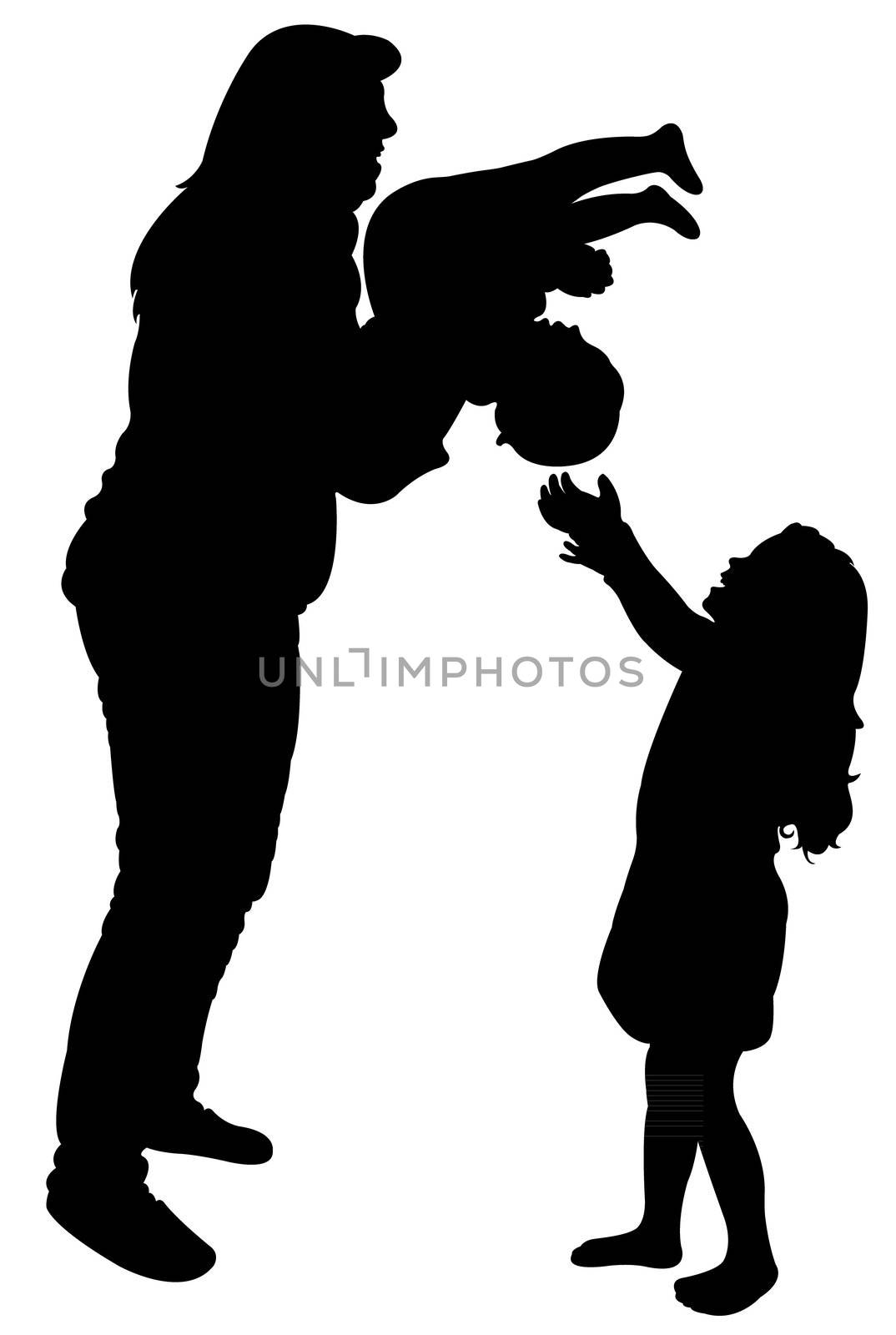 mother playing with her daughters, silhouette by Dr.G