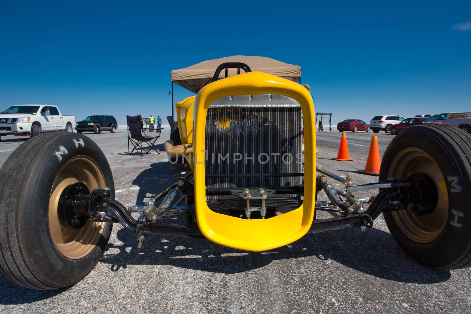 BONNEVILLE SALT FLATS, UTAH - SEPTEMBER 8: The official yellow Salt Flats Racing Association speed car during the World of Speed 2012.