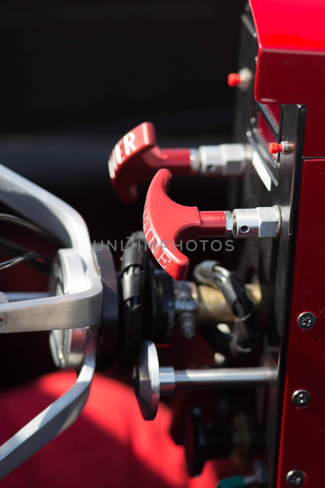 Cockpit view of pro-stock racecar at Raceway Park Bonneville Salt Flats, Utah.