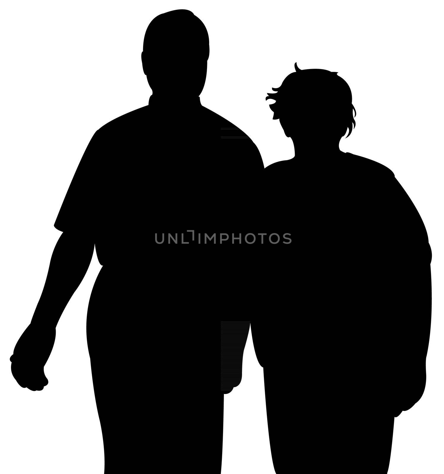 old couple together,silhouette vector