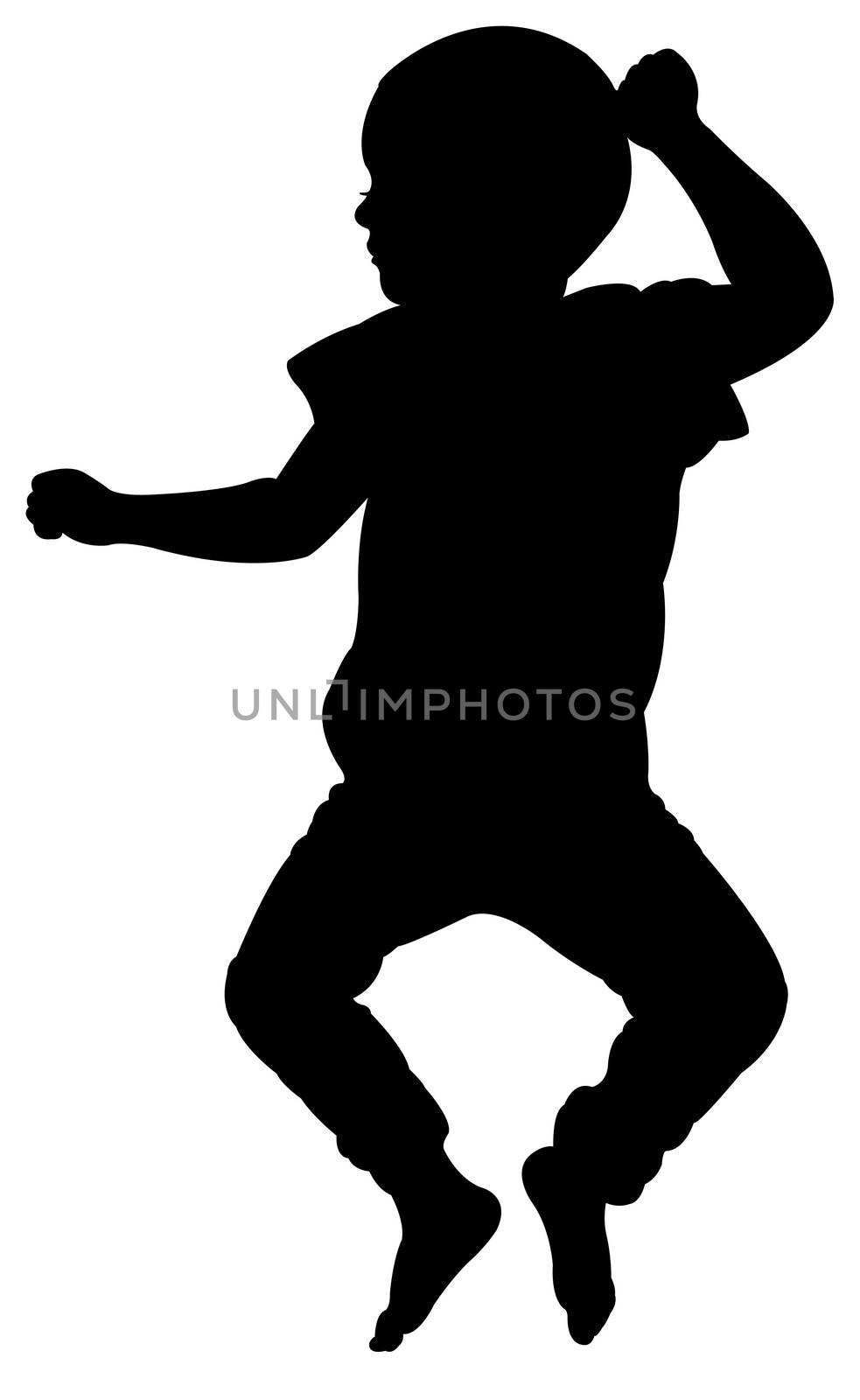 two and a half years old baby boy sleeping, silhouette vector