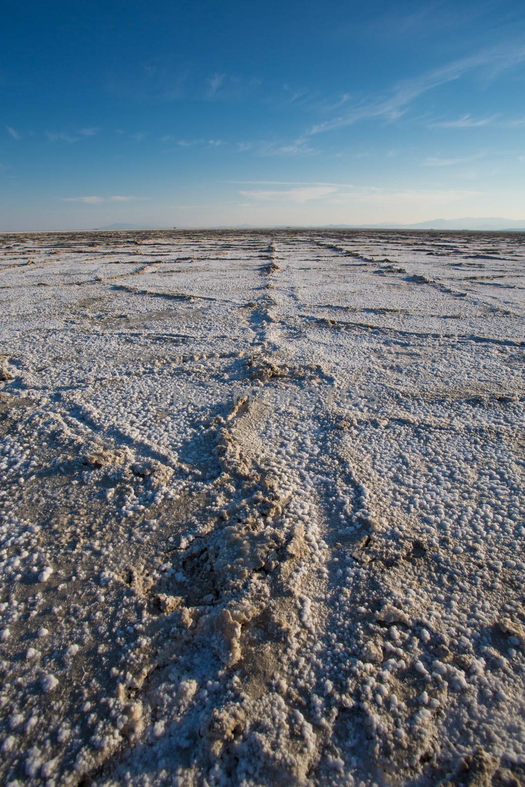 Bonneville Salt Flats with Mountains by watchtheworld