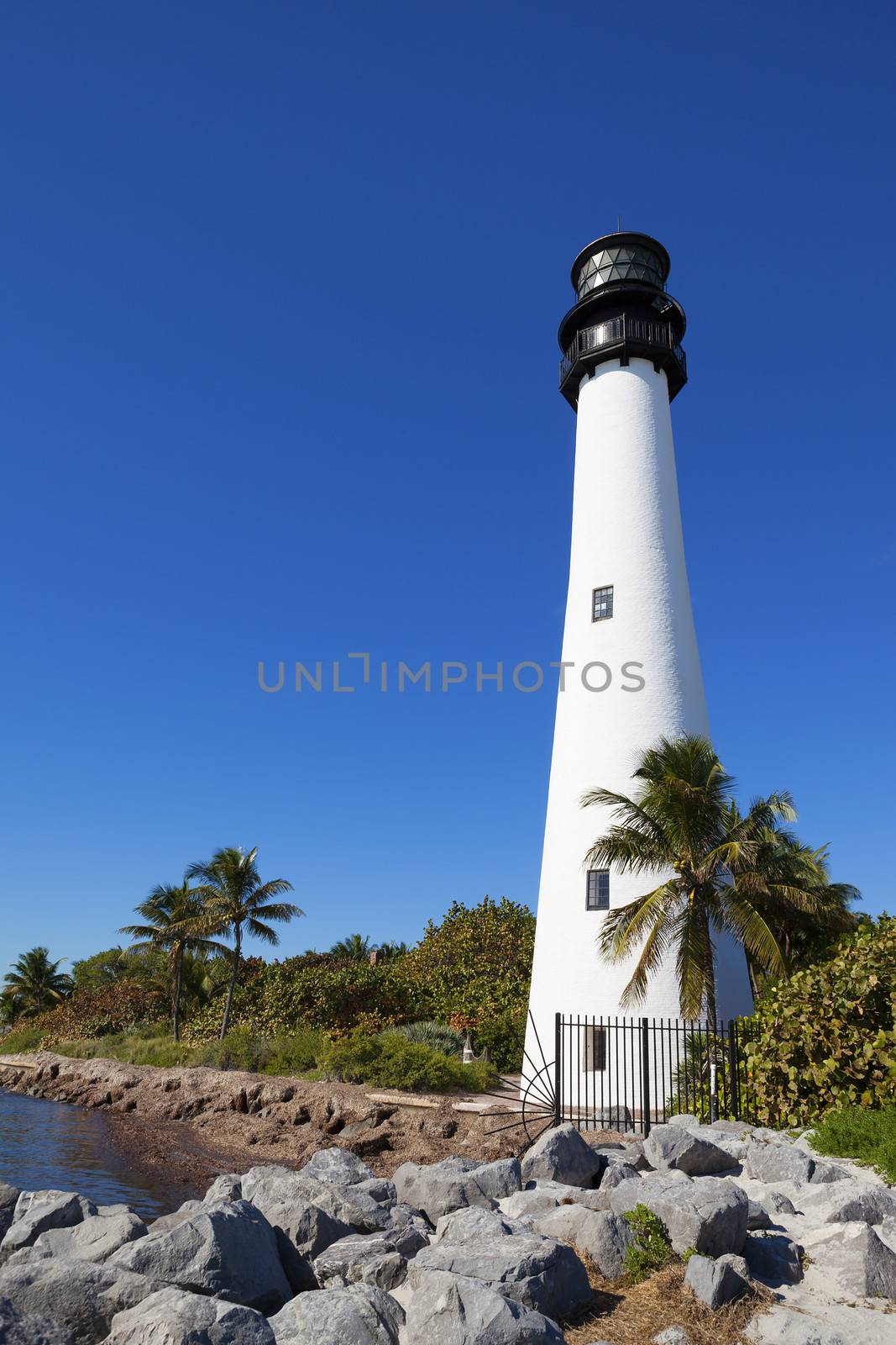 Cape Florida Lighthouse and Lantern in Bill Baggs State Park in Key Biscayne Florida 