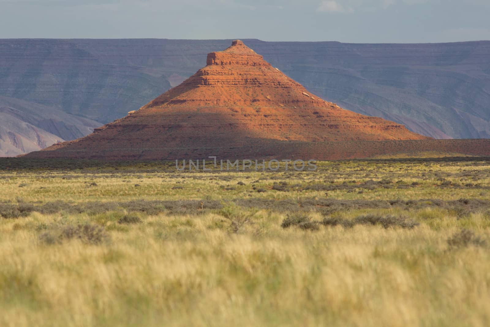 Valley Of Gods in Utah on the way to Monument Valley National Park. Panoramic view of American Southwest.