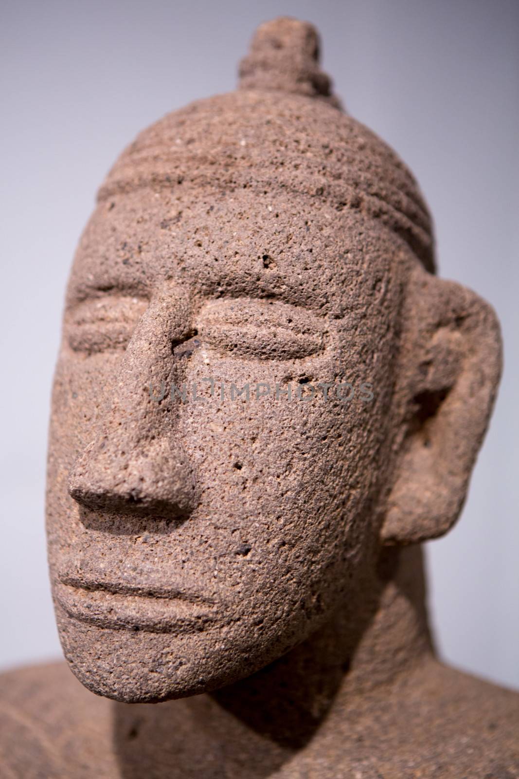 Detail of the head of a Mayan sculpture found in Costa Rica. Ancient Maya art refers to the material arts of the Maya civilization, an eastern and south-eastern Mesoamerican culture that took shape in the course of the later Preclassic period (500 BC to 200 AD).