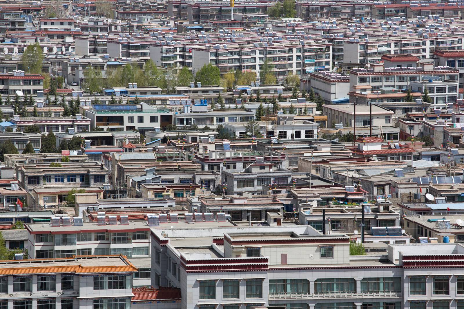 Panorama of the new city of Lhasa, Tibet by watchtheworld