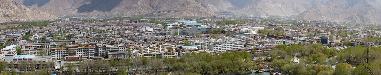 Panorama of the new city of Lhasa, Tibet by watchtheworld