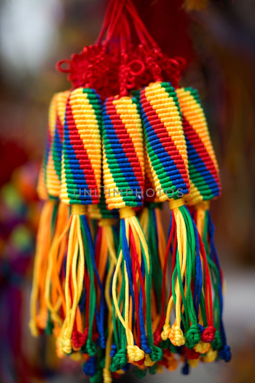 Colorful hangers in the main Tibetan Tourist Market in Lhasa, China, 2013