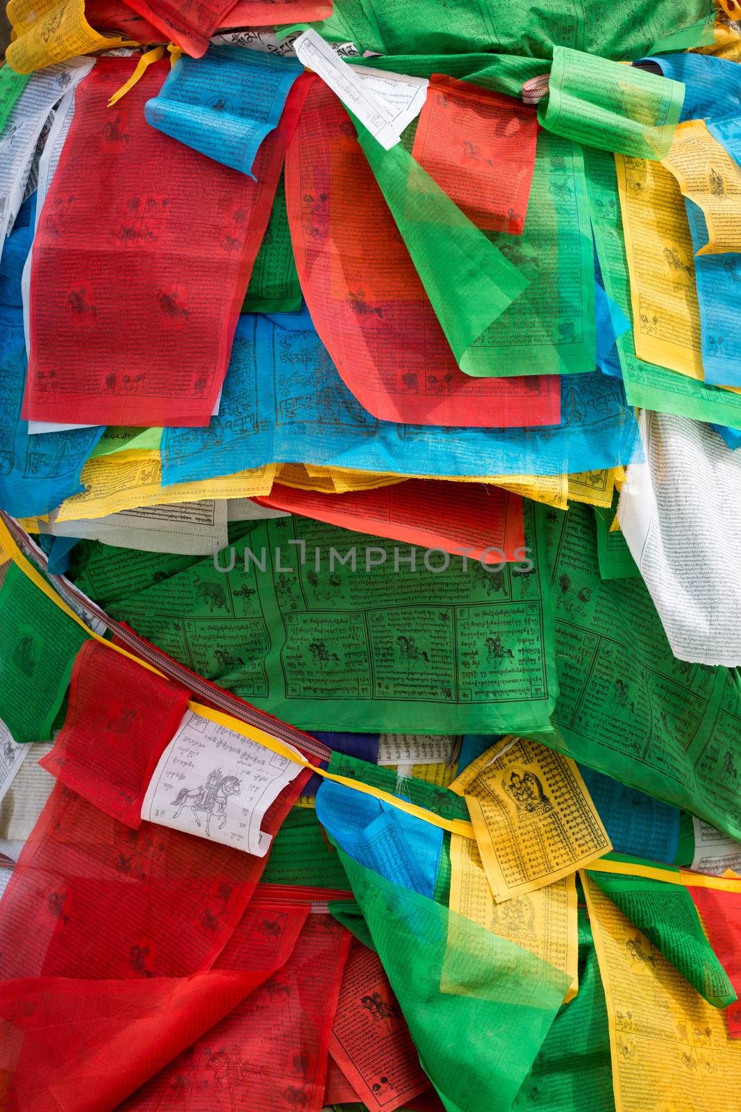 Religious boudhist flags for sale, Lhasa, China 2013