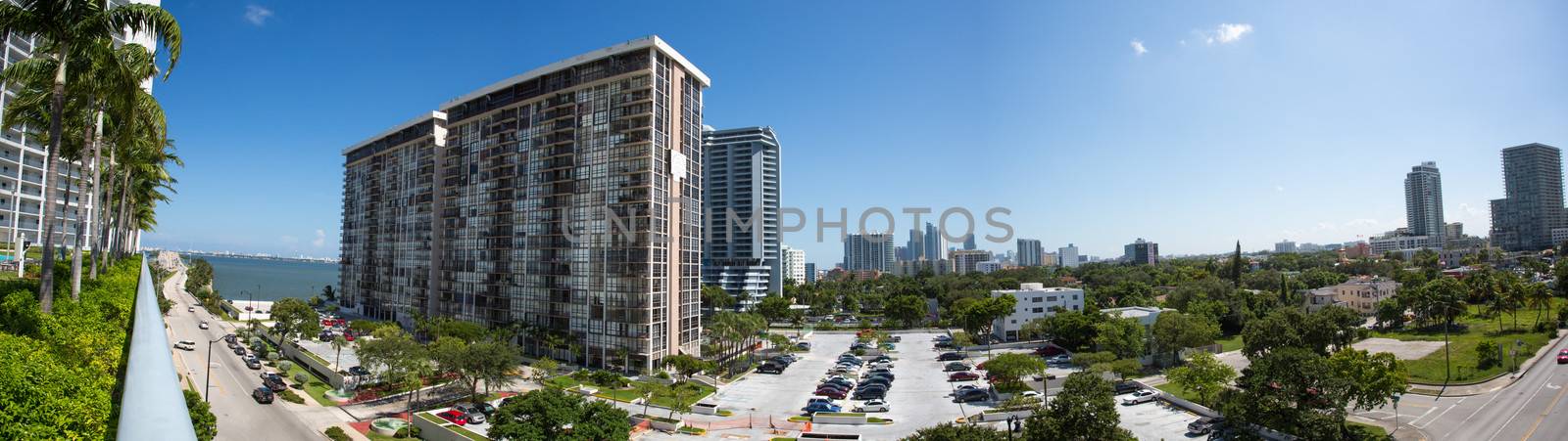 Panoramic skyline of downtown Miami, Florida.