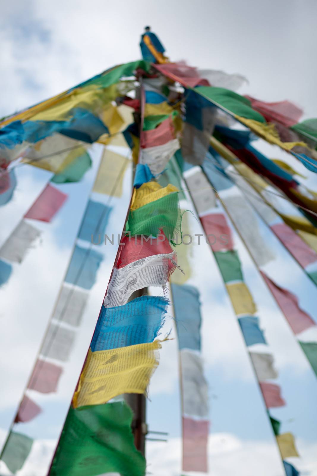 Tibetan buddhist prayer flags from Tibet in China