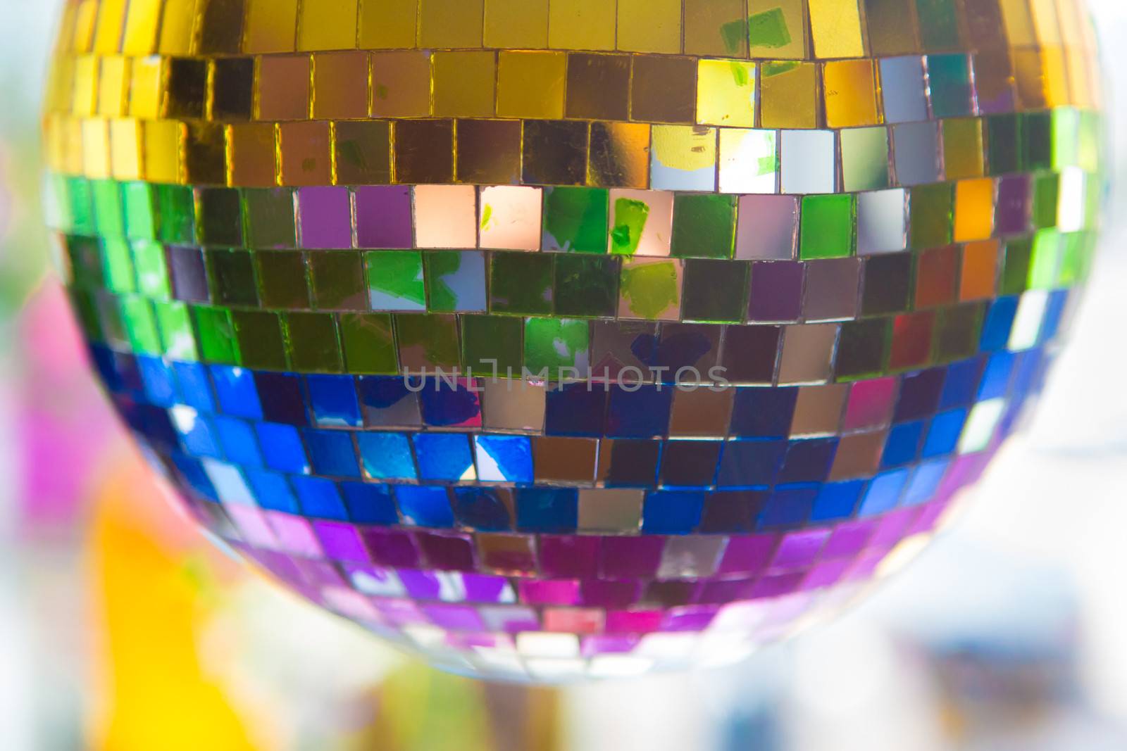 Mirror disco ball in a night club