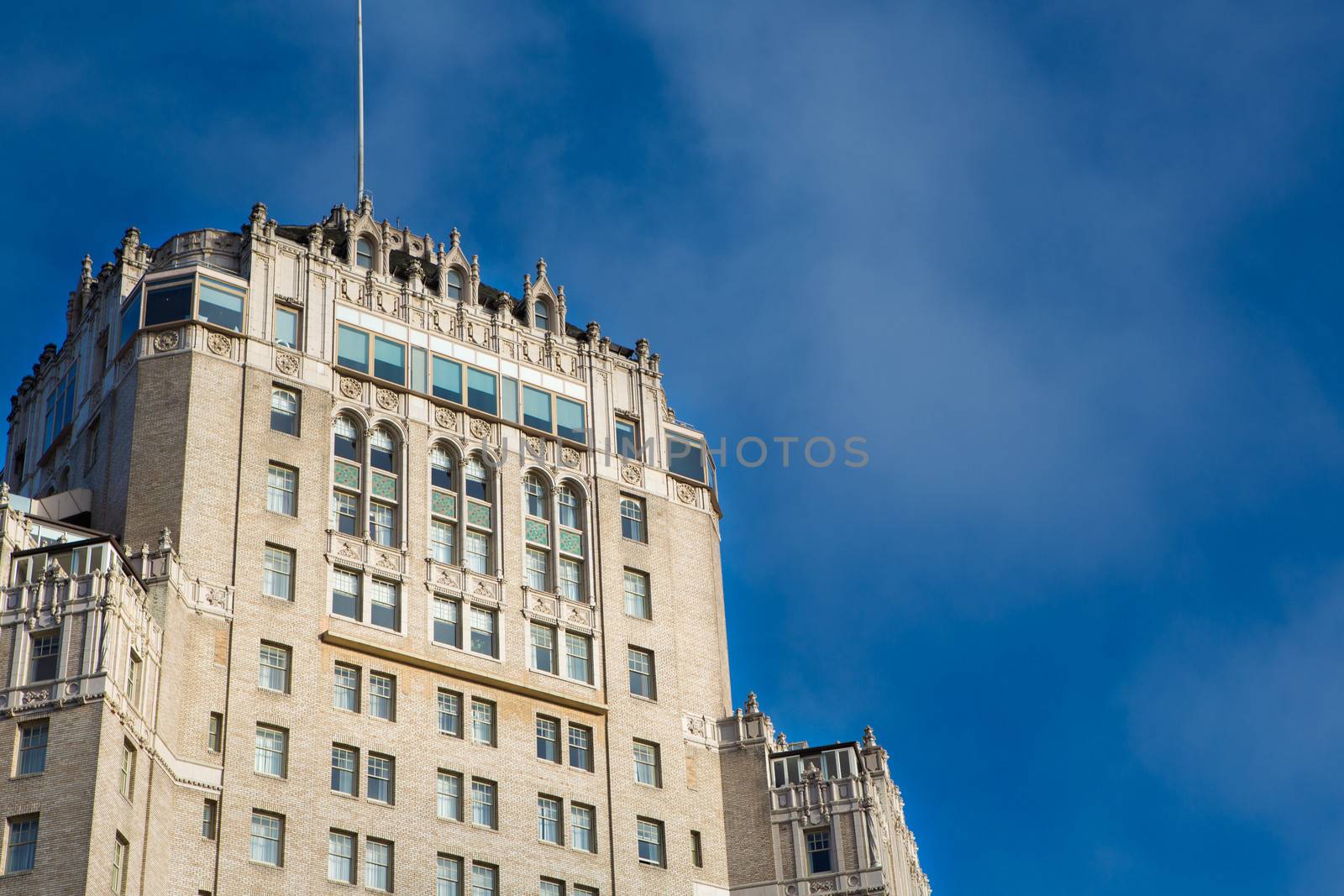 Old and classical architecture in San Francisco with a blue sky. 2012