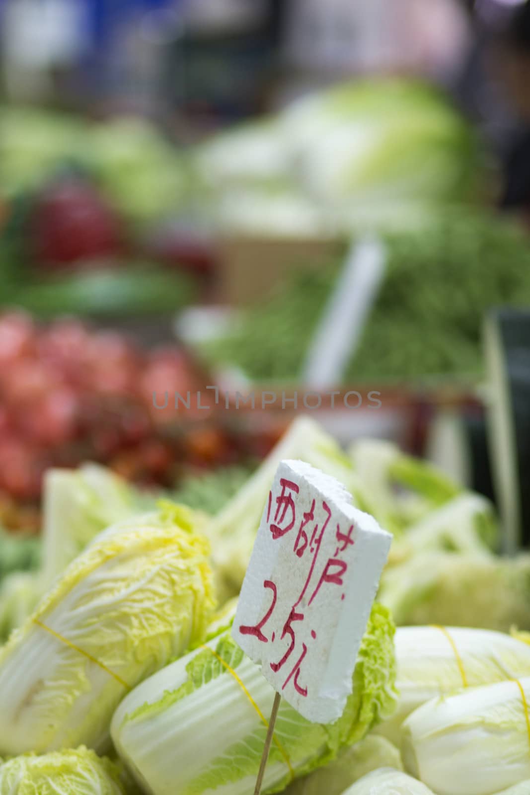 Fresh cabbage for sale in local market in China