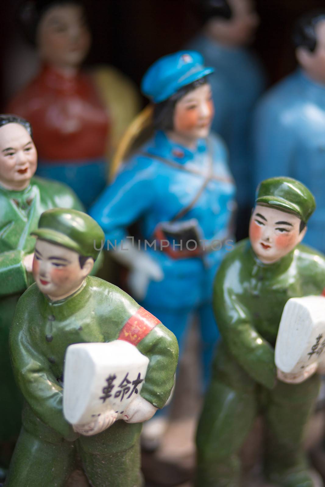 Little chinese tin slodiers found in a market in Shanghai, China 2013