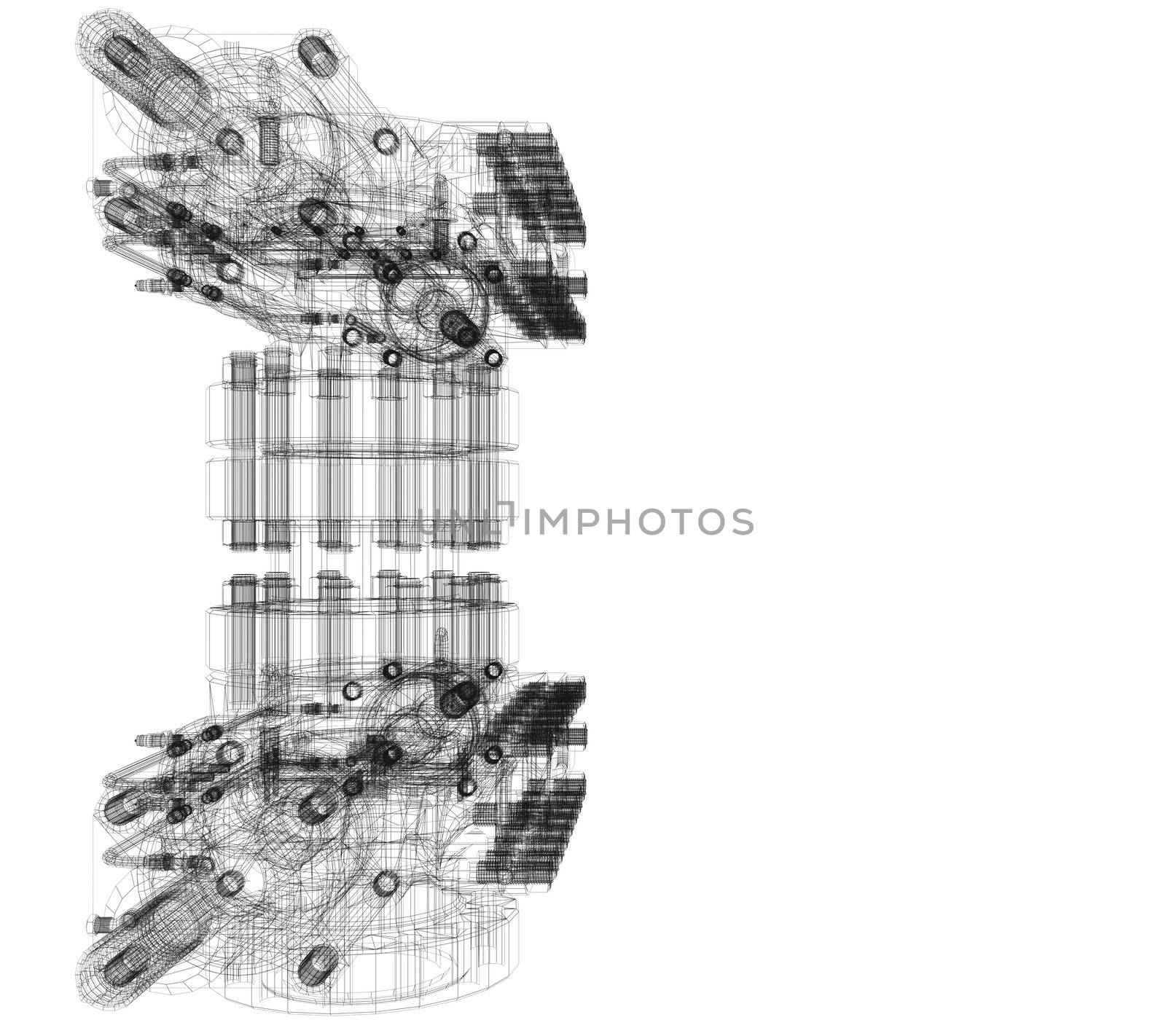 Industrial equipment. Wire-frame render by cherezoff