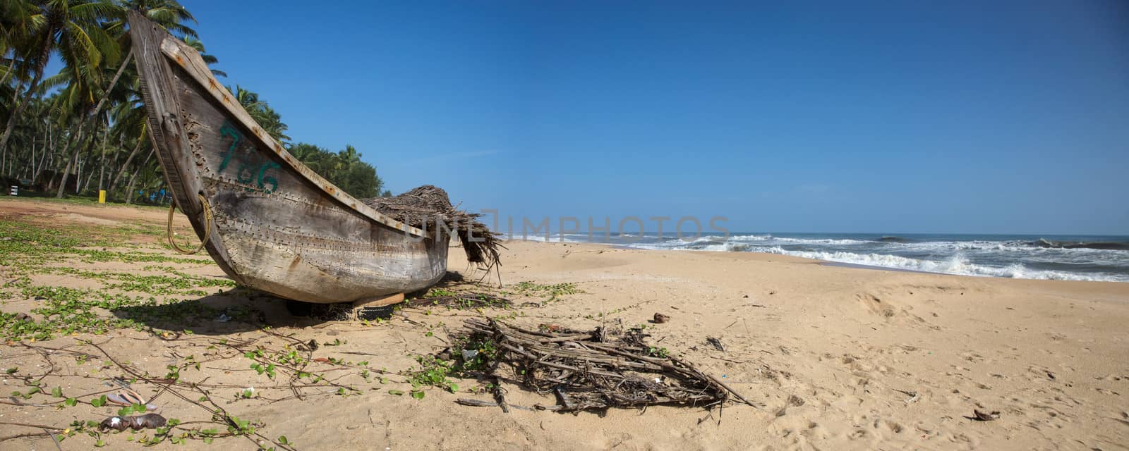 Beautiful traditional wooden boat at The Arabic Sea, India.2010