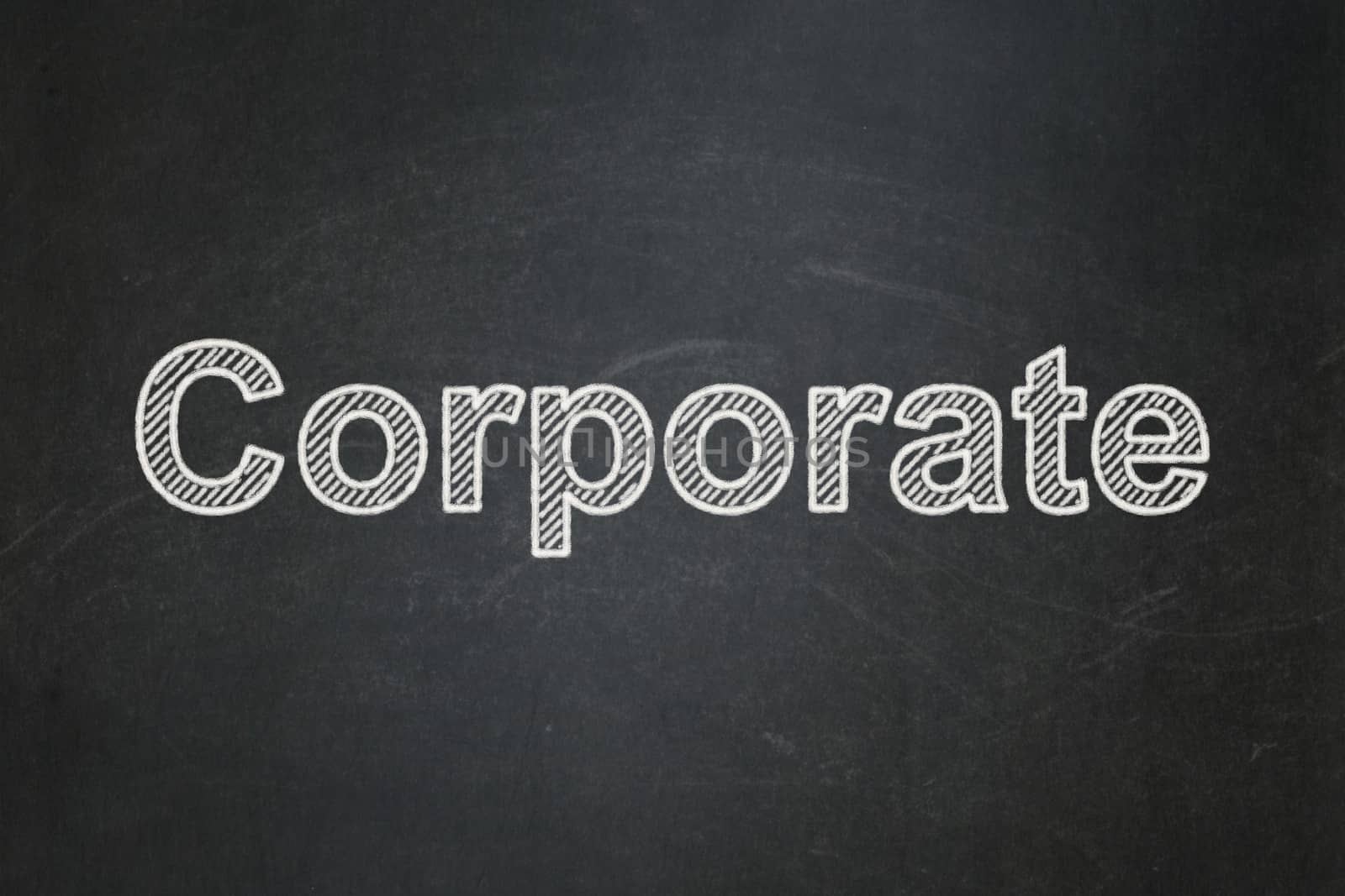 Business concept: text Corporate on Black chalkboard background, 3d render