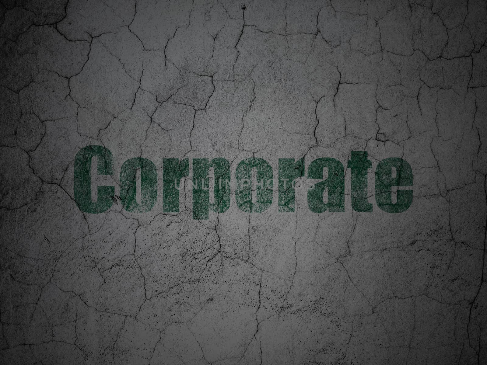 Finance concept: Green Corporate on grunge textured concrete wall background, 3d render
