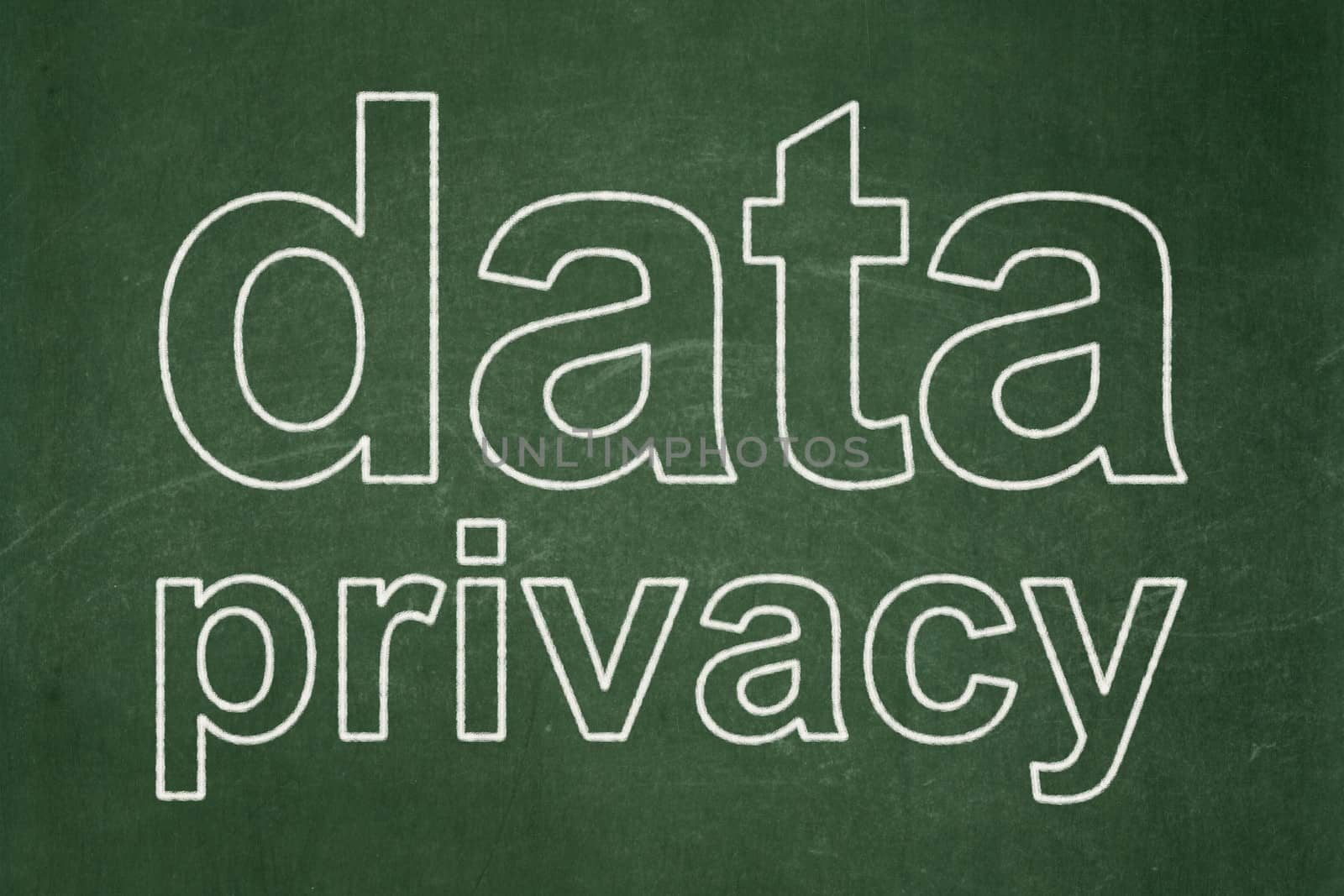 Privacy concept: text Data Privacy on Green chalkboard background, 3d render