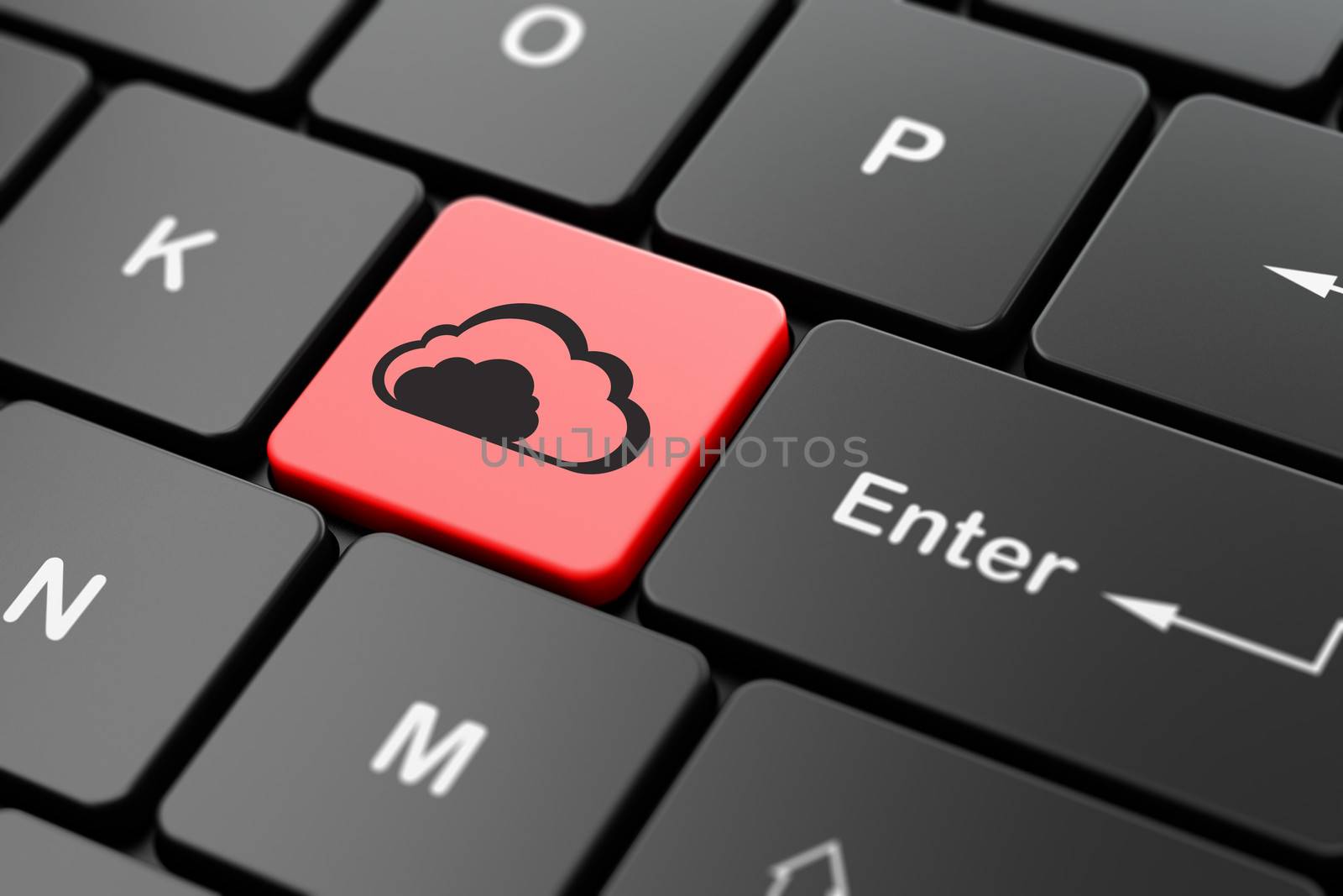 Cloud technology concept: computer keyboard with Cloud icon on enter button background, 3d render