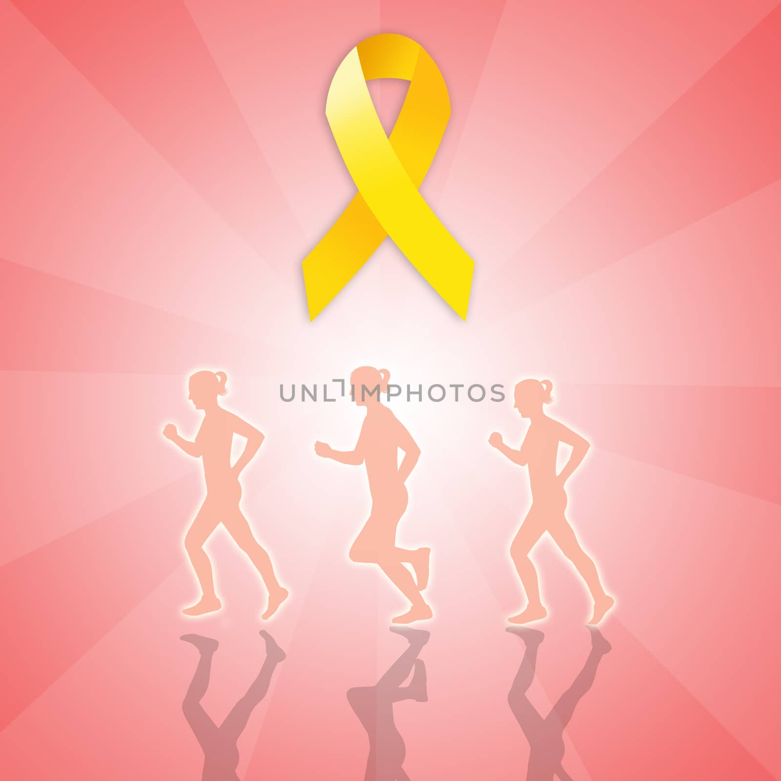 March for Endometriosis with yellow ribbon on pink background