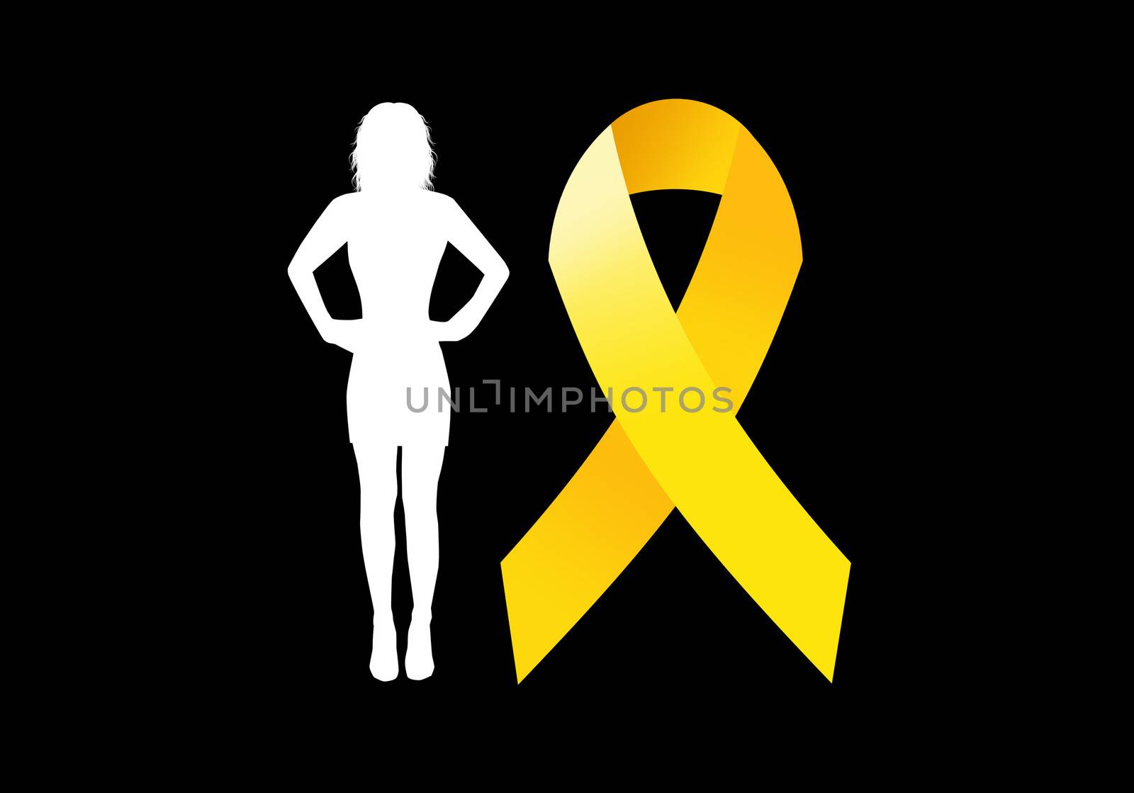 yellow ribbon with woman silhouette by sognolucido