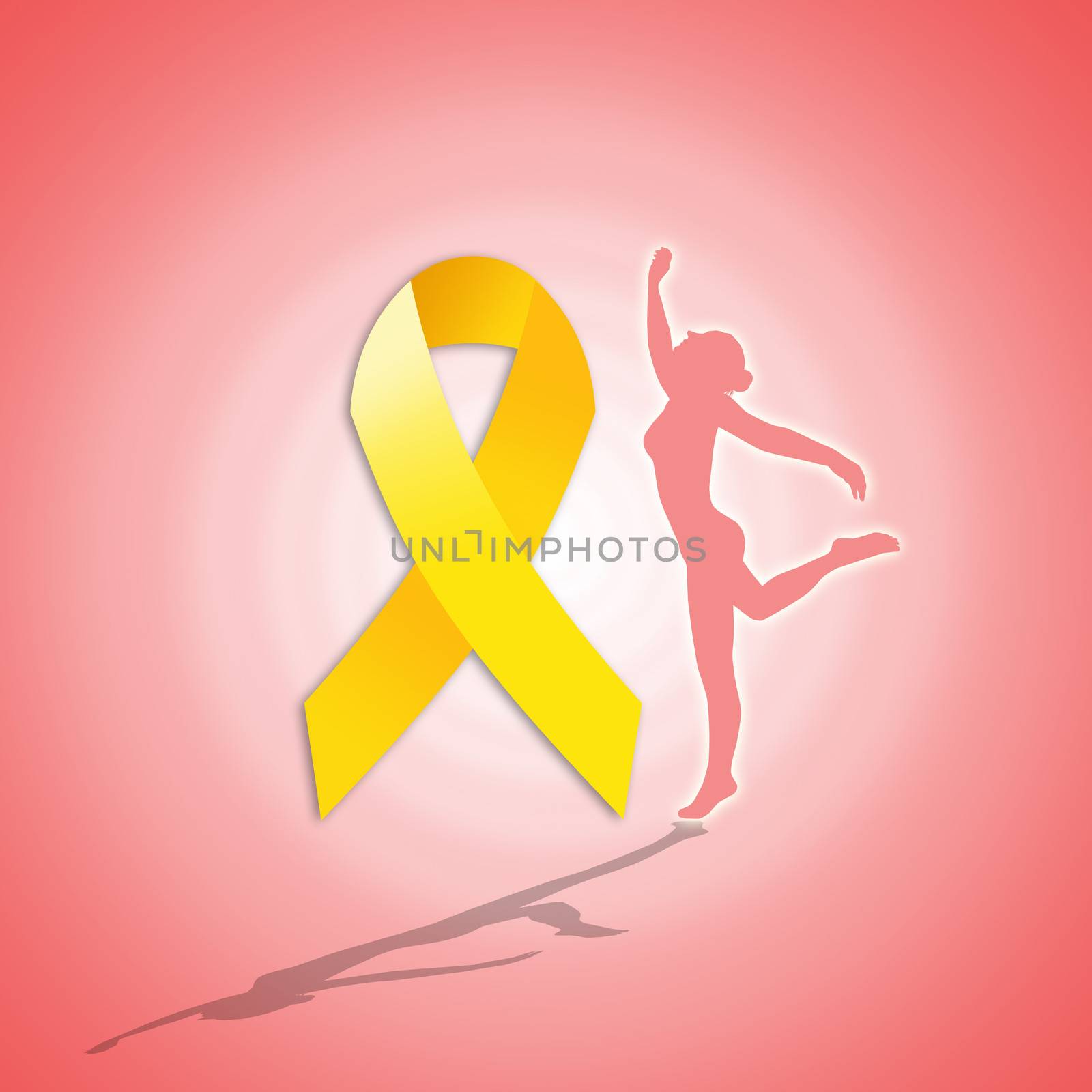 yellow ribbon with woman silhouette by sognolucido