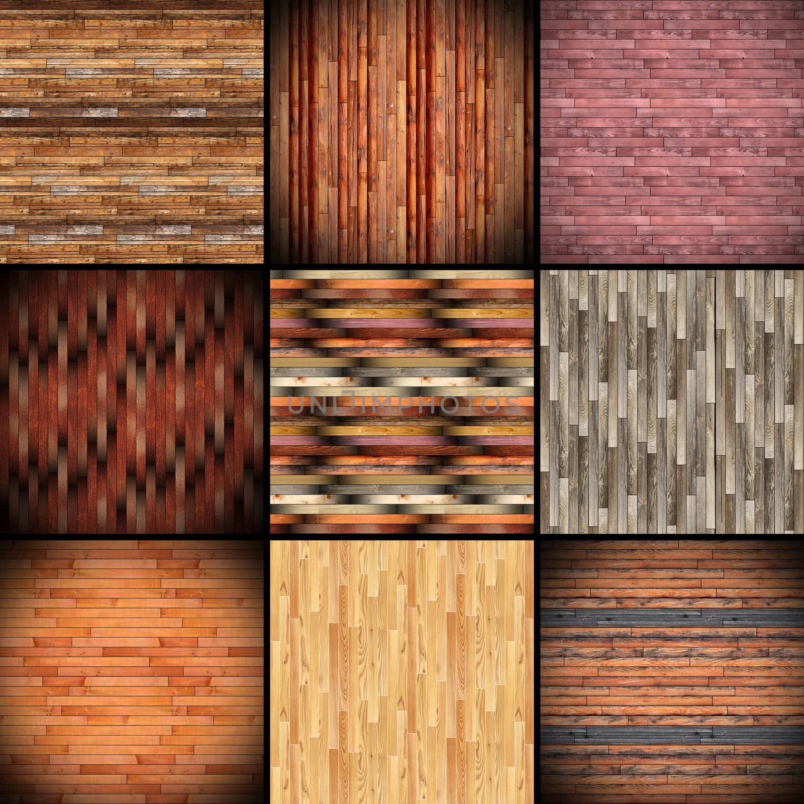 collage of textures resembling wooden  tiles for parquet mounting on floor