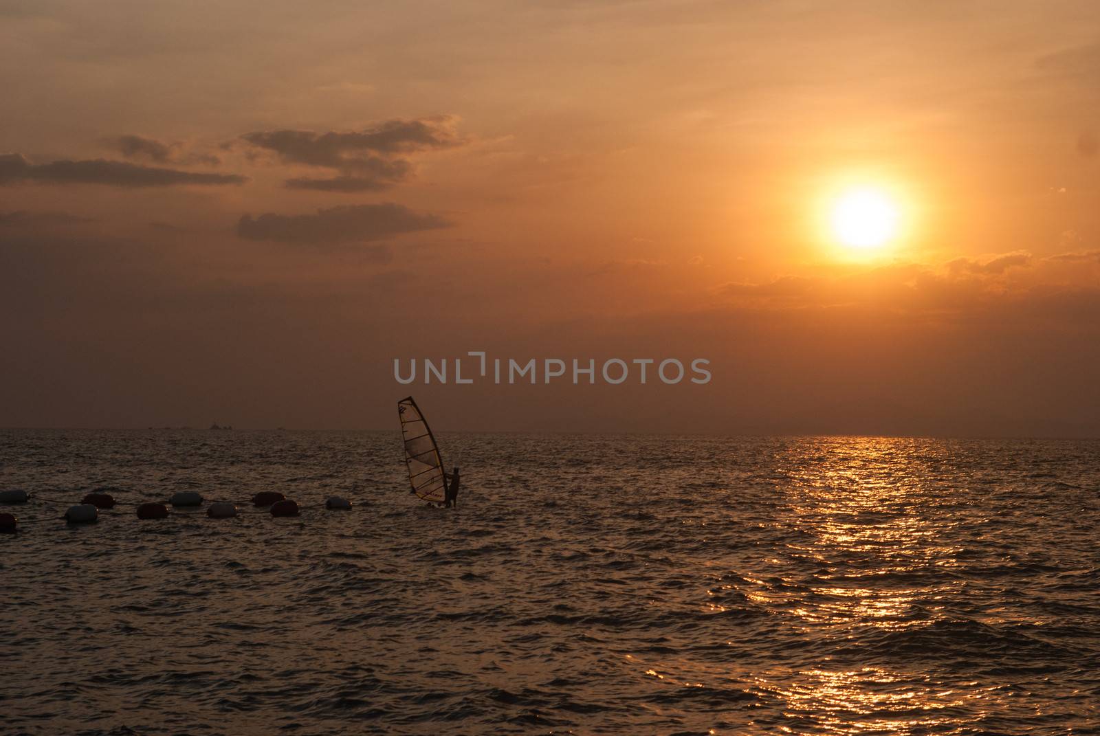 Wind surfer at the sunset, Pattaya, Thailand