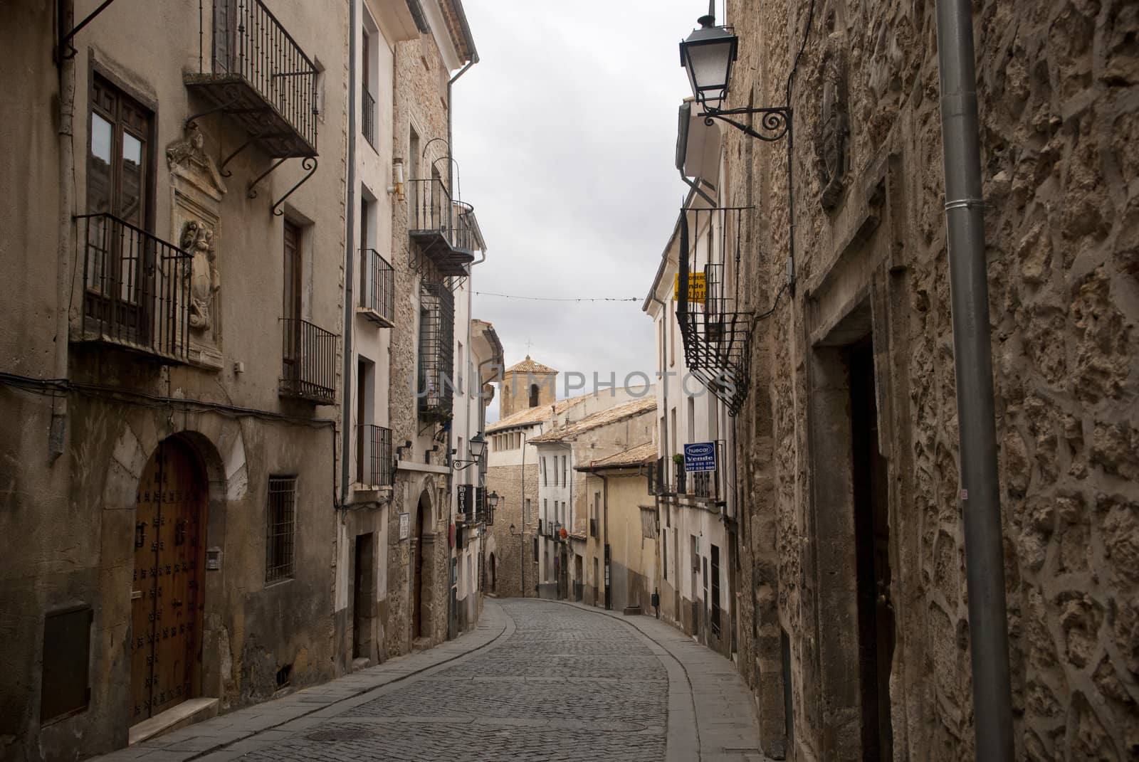 Narrow Medieval gothic street in Cuenca, Spain