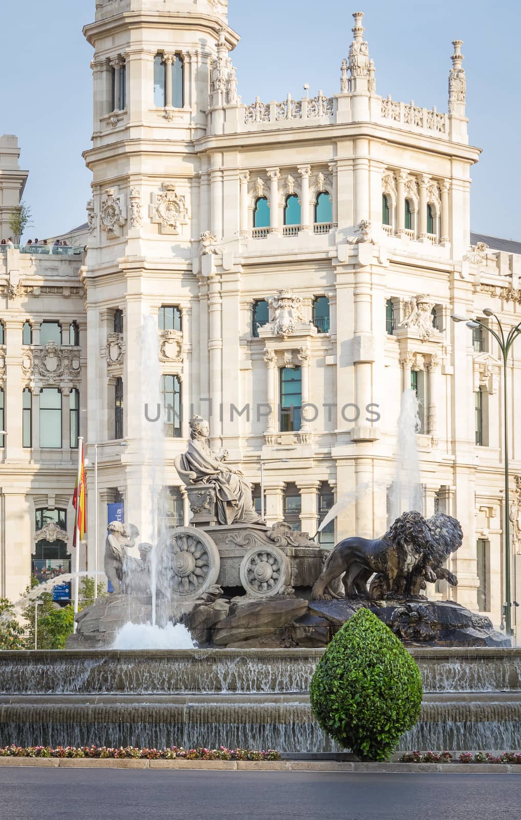 Famous Cibeles fountain square in Madrid, Spain by doble.d