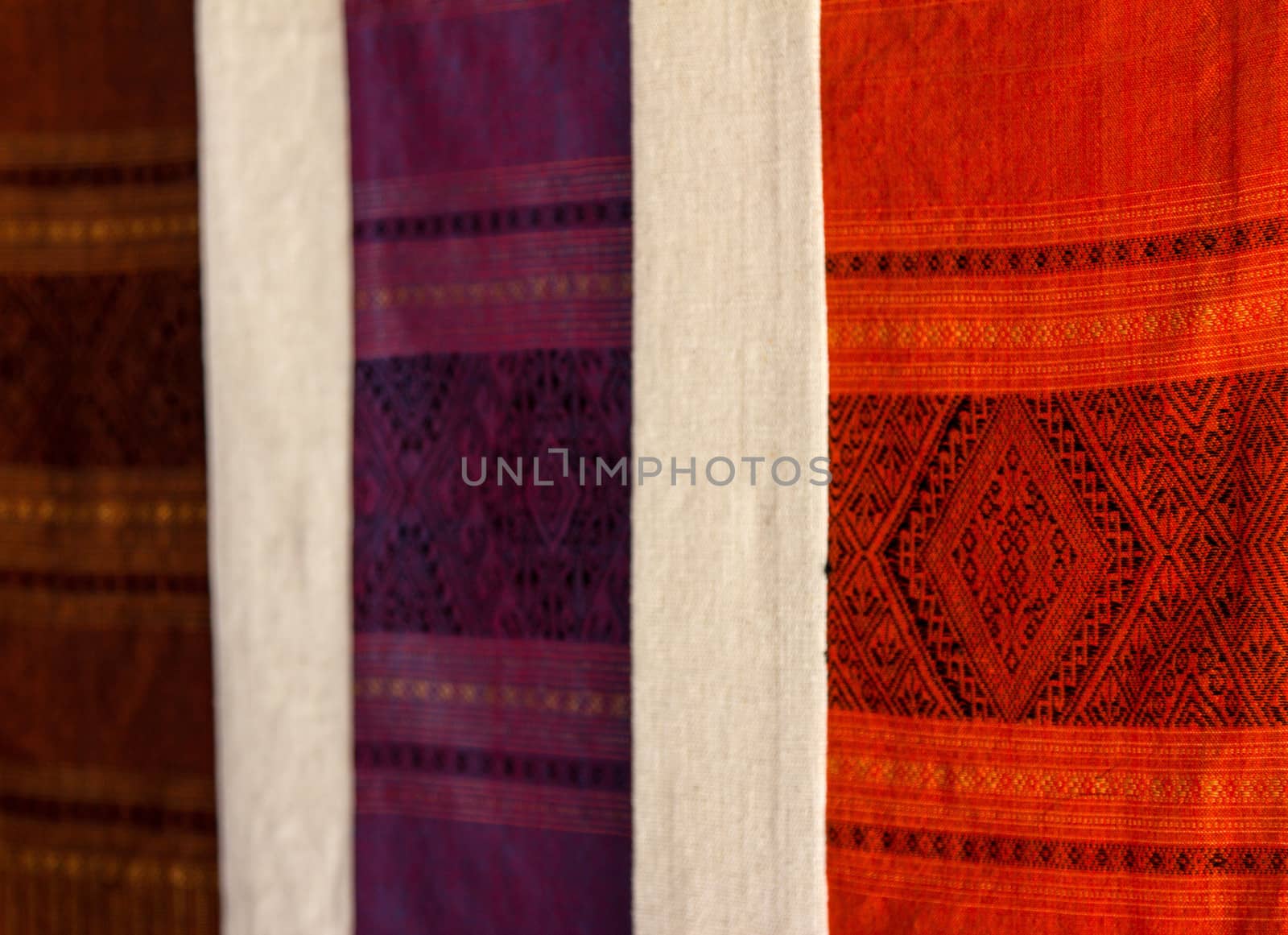 Fabrics found in a market at Luang Prabang, Lao