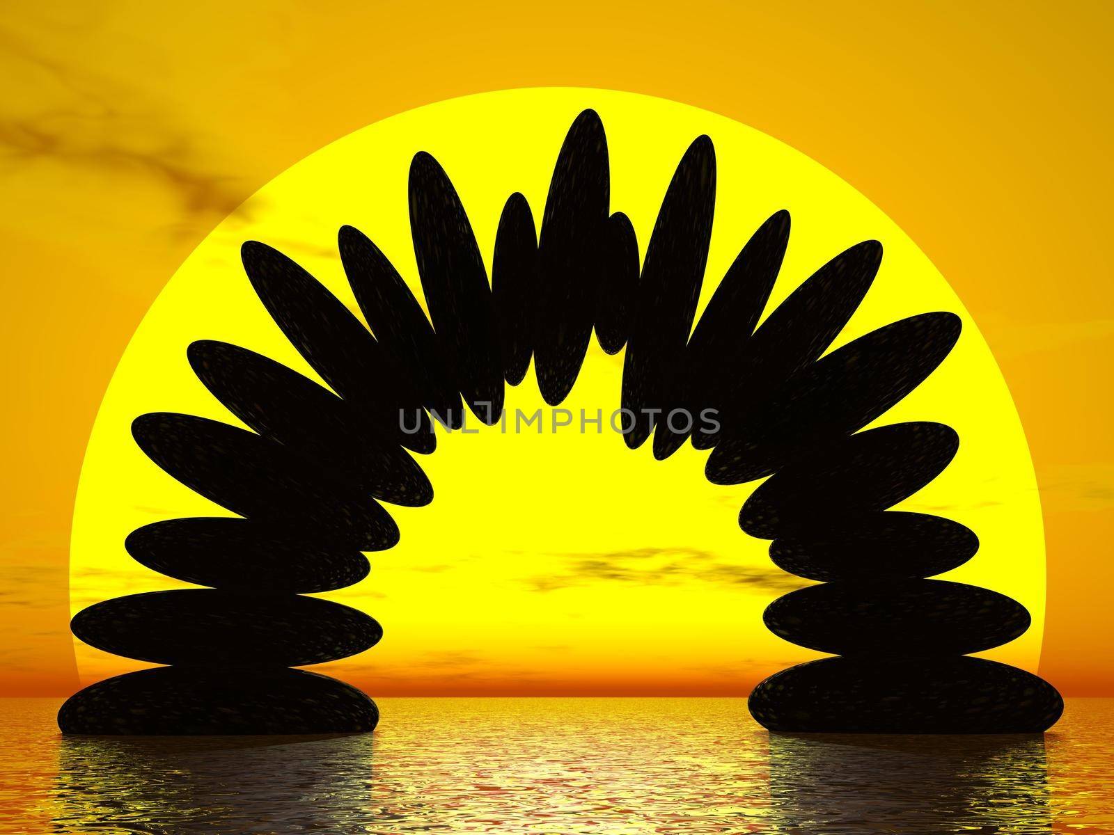 Balance by sunset - 3D render by Elenaphotos21