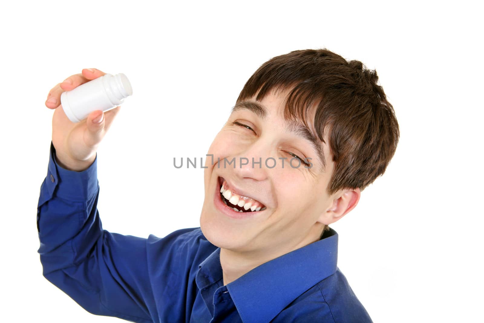 Young Man take a Cure Isolated on the White Background