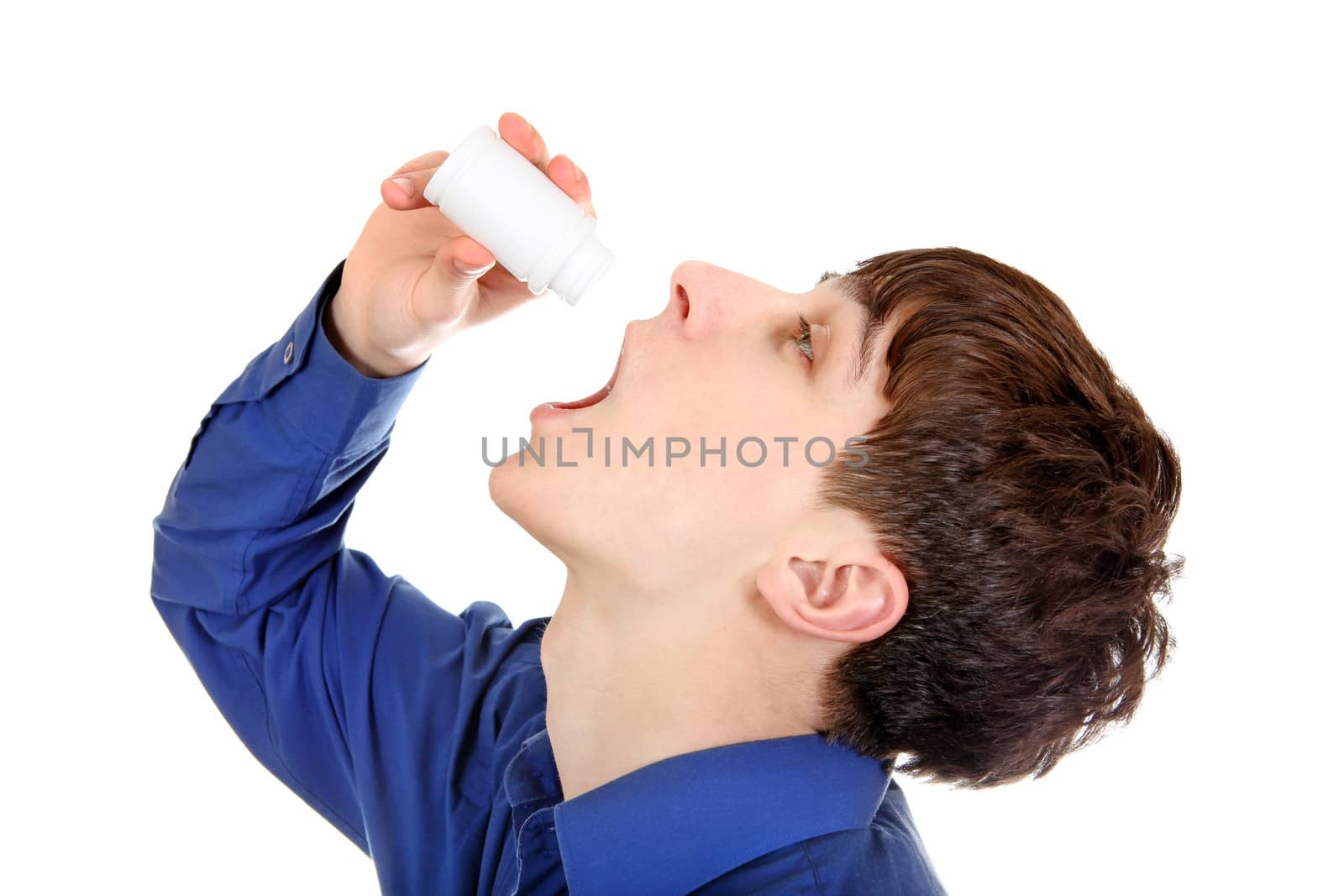 Young Man take a Cure Isolated on the White Background