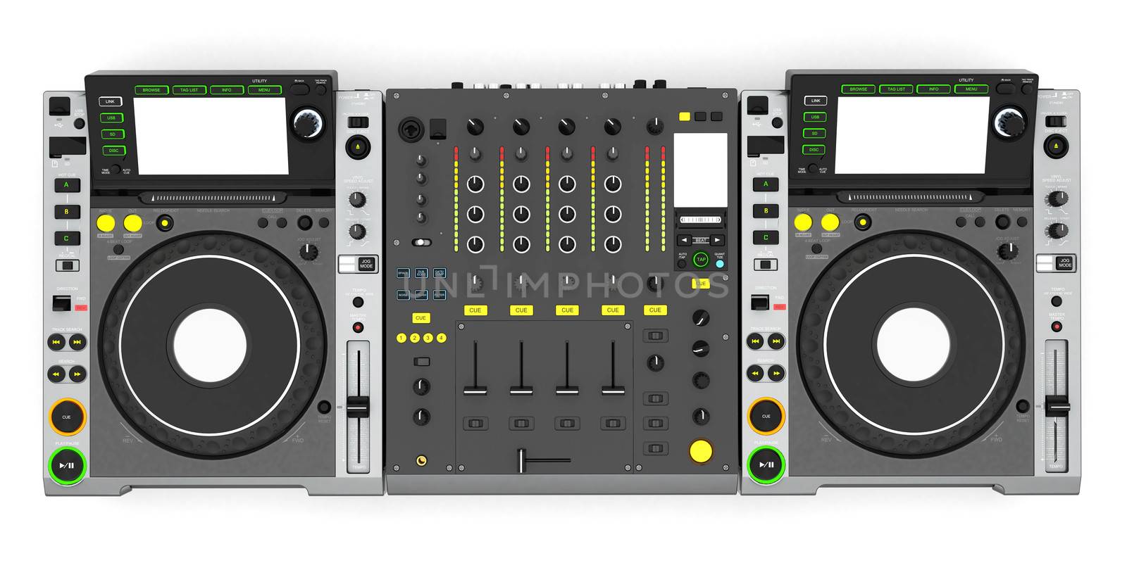 DJ music mixer isolated on white background