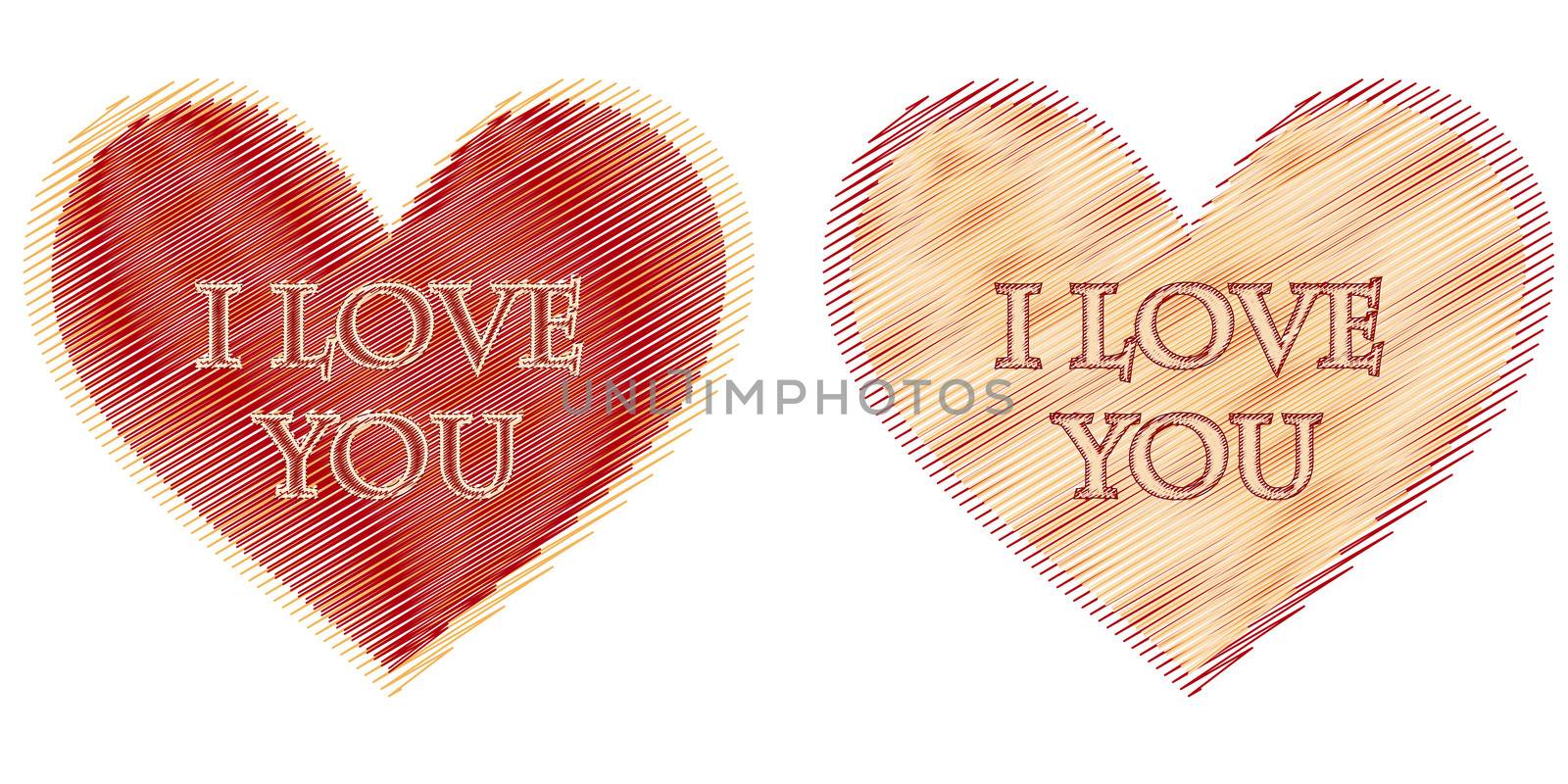 I love you in two striped hearts by marinini