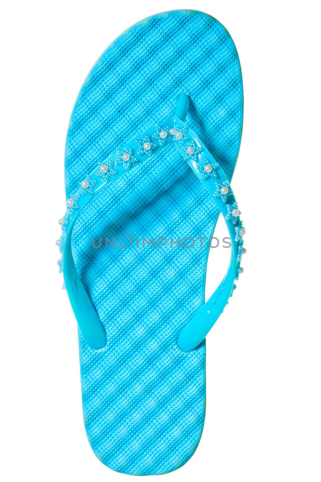 one summer sandal turquoise color on a white background by kosmsos111