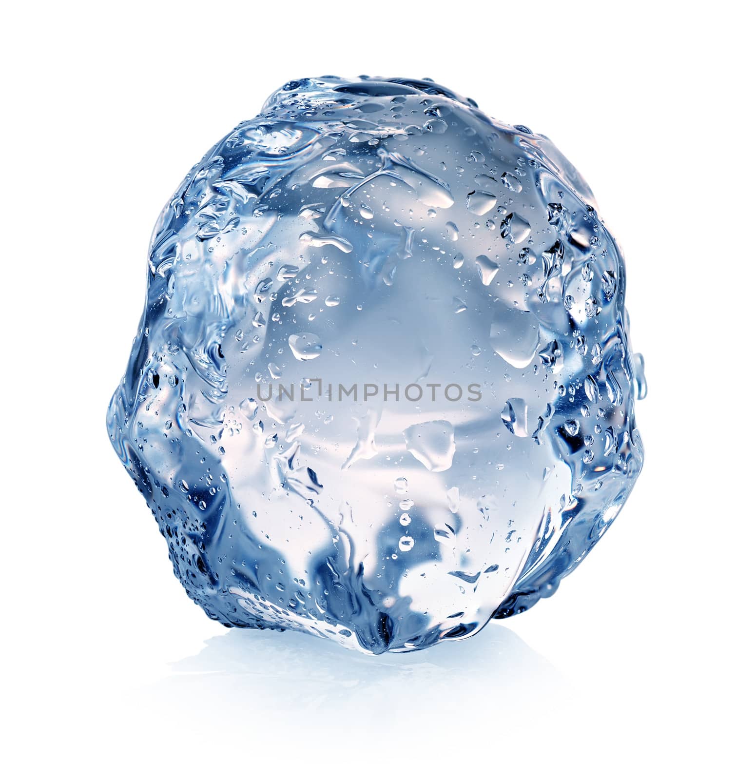 Ice with drops isolated on a white background