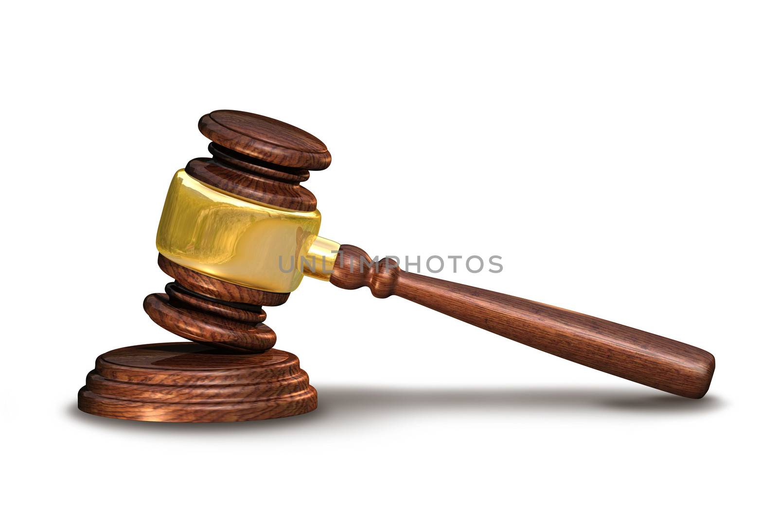 Judges gavel with plate, isolated on white background