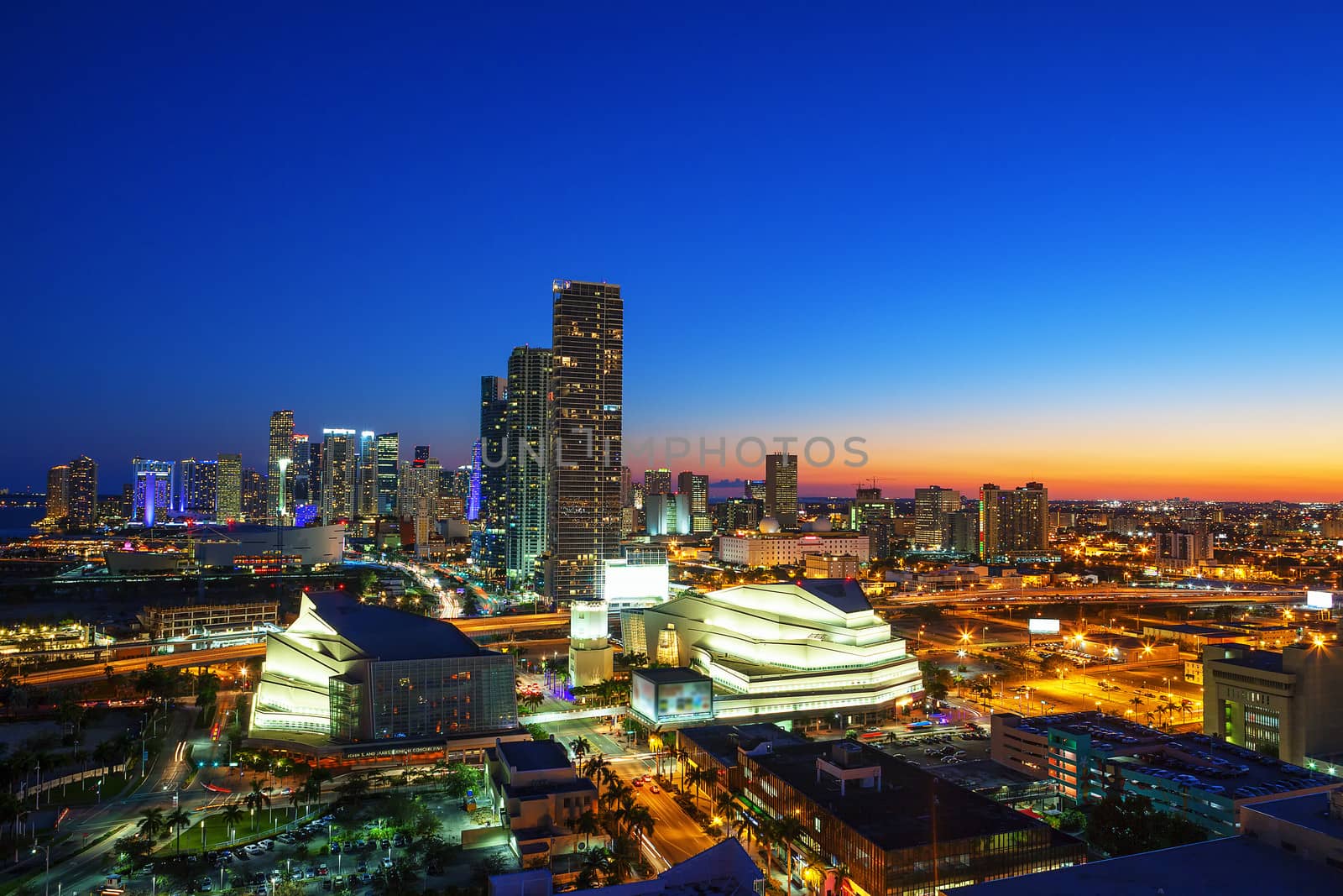 View of Miami downtown at night