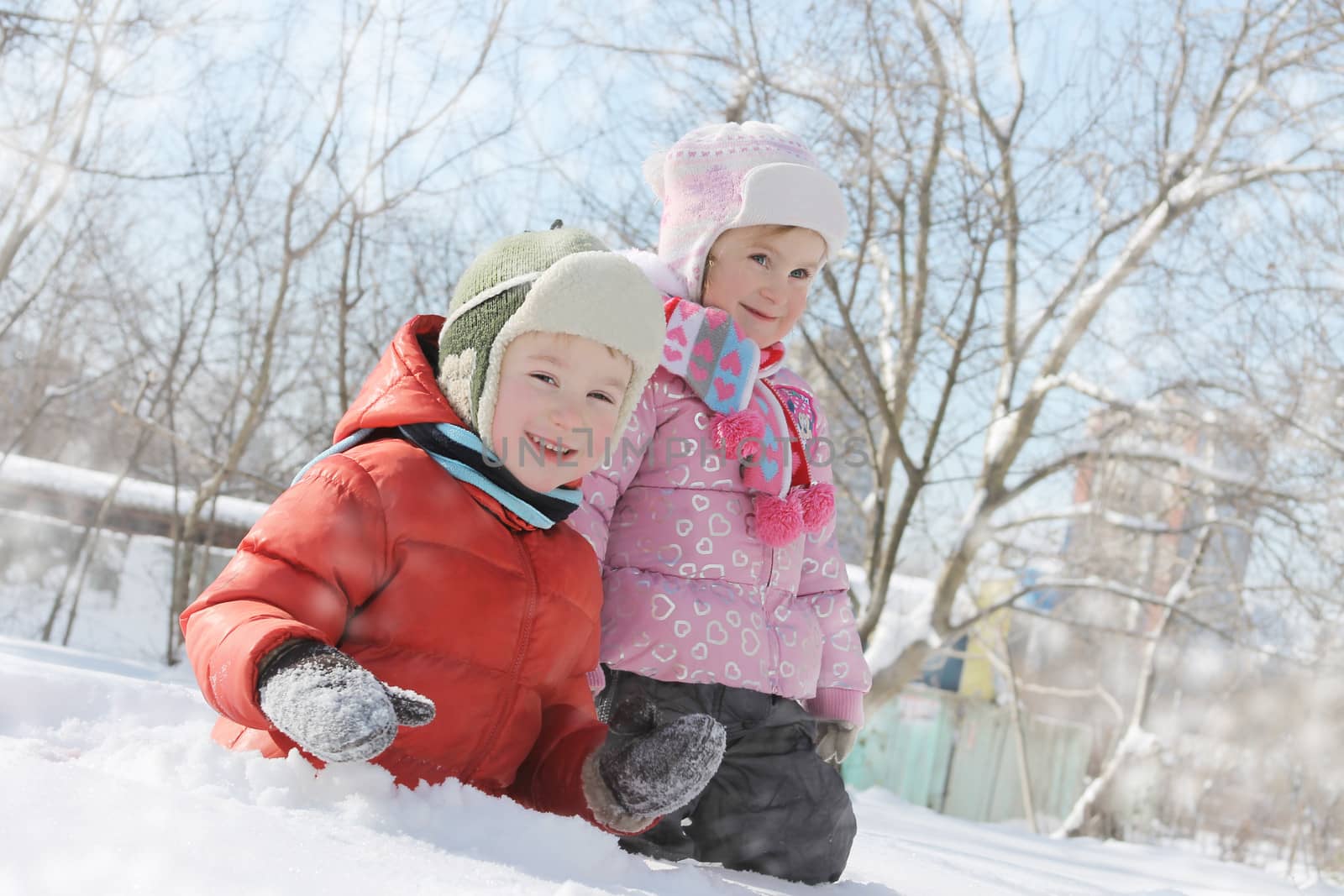 Children having fun in snow by Angel_a