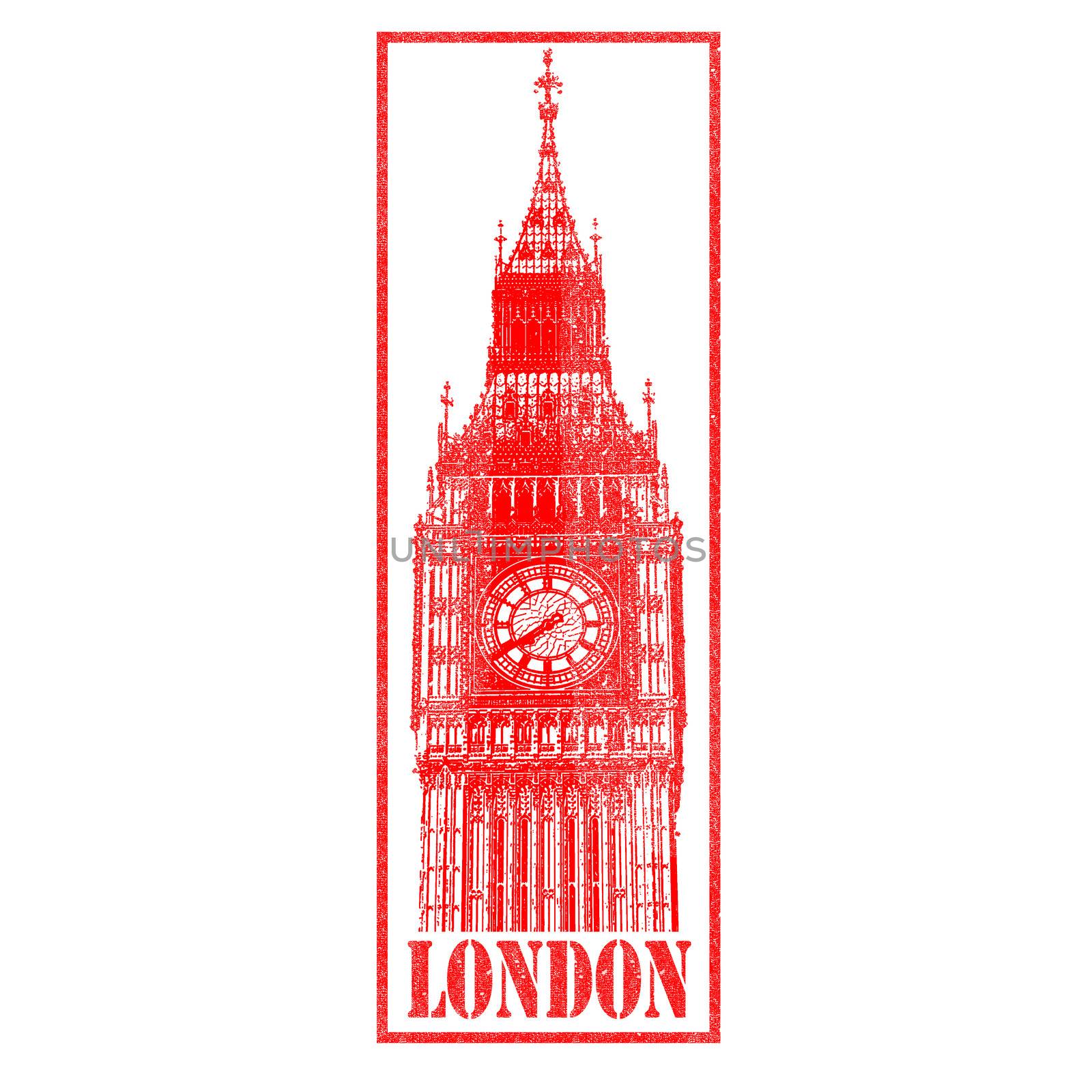 Big Ben/London red rubber Stamp.