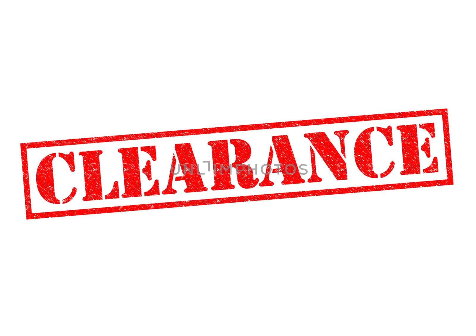 CLEARANCE red Rubber Stamp over a white background.